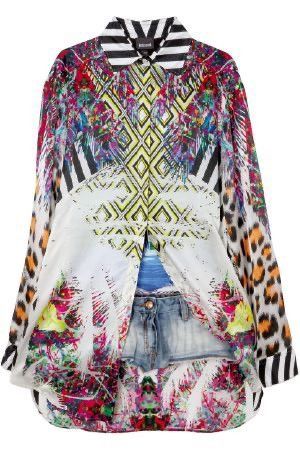 Just Cavalli Just Cavalli - Multicolor Silk Long Sleeve Blouse Size L / US 10 / IT 46 - 2 Thumbnail