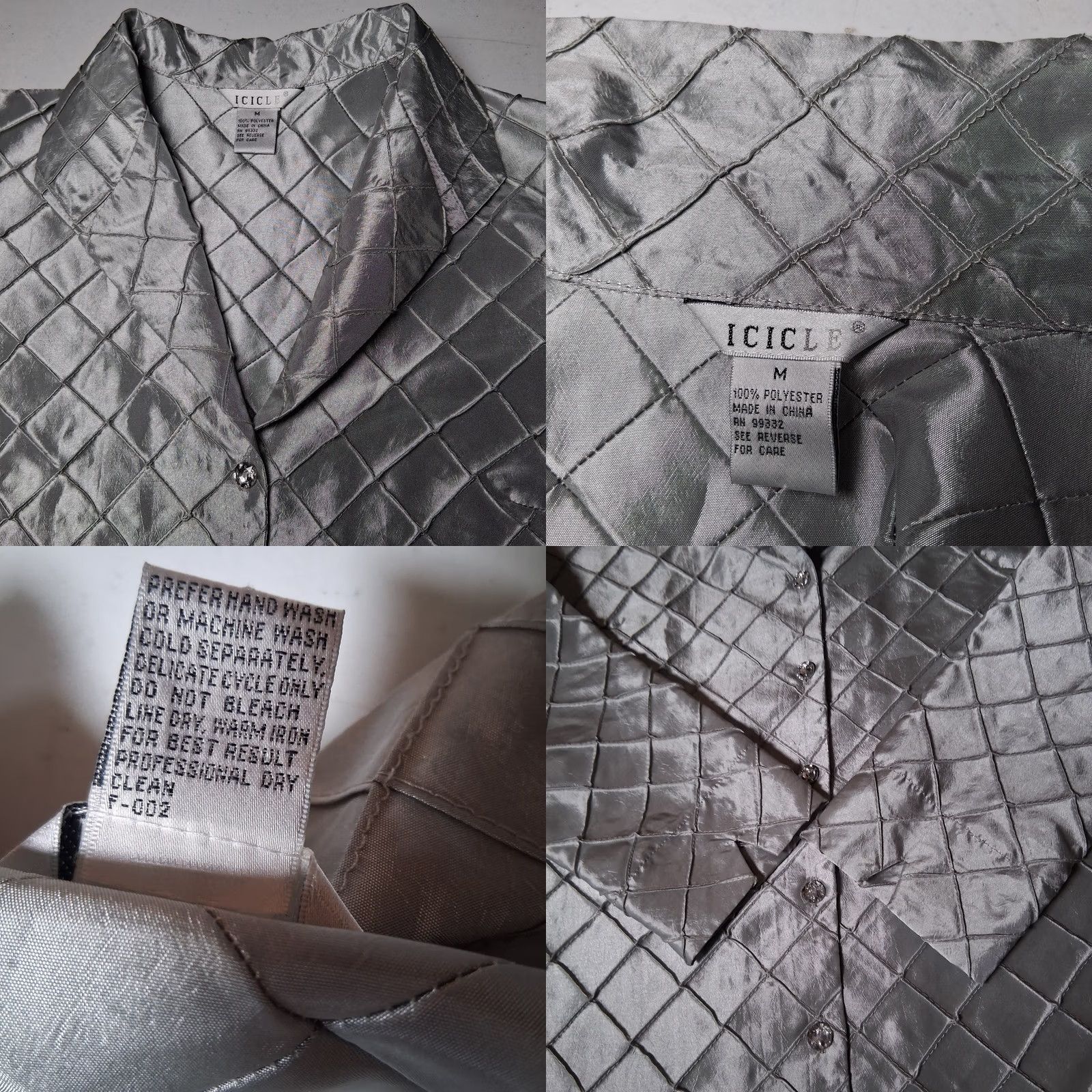 Vintage Icicle Blouse M Silver Rhinestone Button Long Sleeve Wedding Party Mermaid Size M / US 6-8 / IT 42-44 - 8 Thumbnail