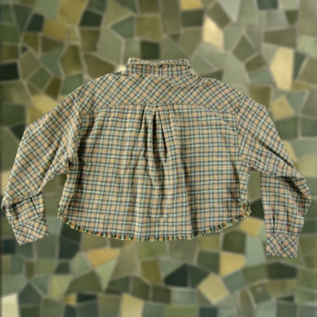 Bdg BDG Urban Outfitters Cotton Flannel Plaid Crop Button-Up Blouse M Green Orange Women Shirt Size M / US 6-8 / IT 42-44 - 1 Thumbnail