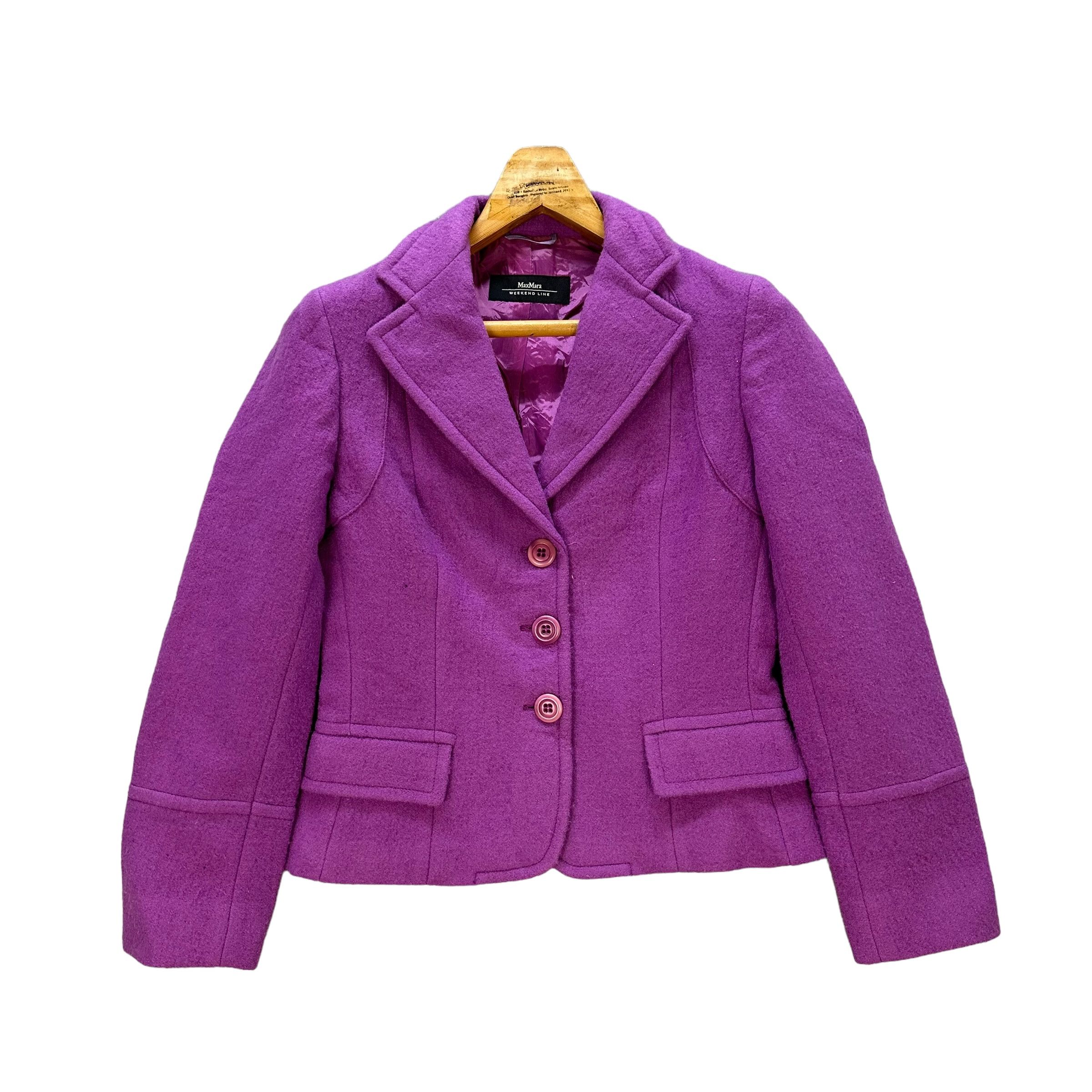 image of Designer Max Mara Purple Wool Double Collar Jacket 9132-60, Women's (Size Medium)
