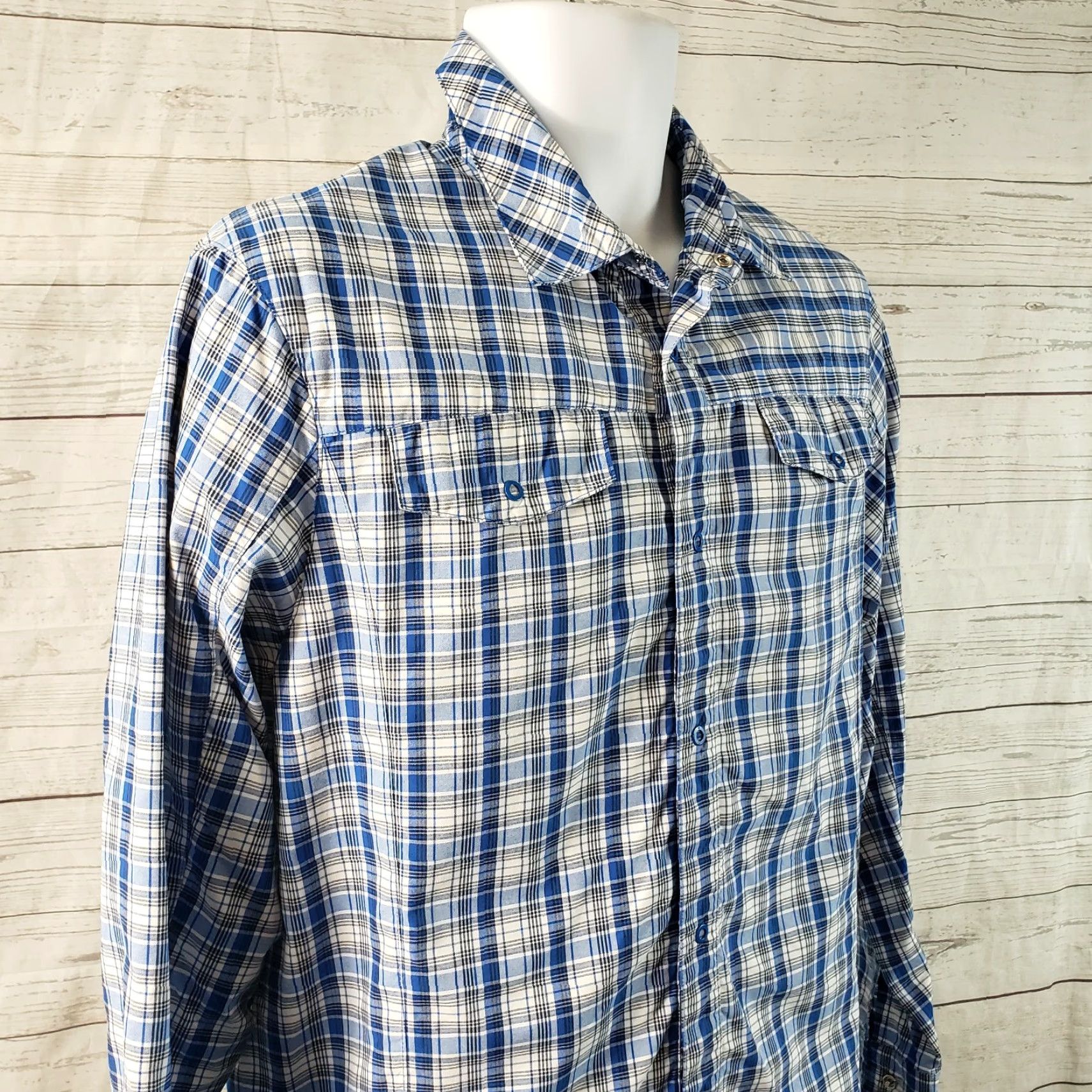 Helly Hansen Helly Hansen Mens Shirt Snaps Long Sleeve Plaid Multicolor Blue White Small Size S Pattern Sleeve Length: Long Sleeve, Button-Up Shirts Mens Size US S / EU 44-46 / 1 - 2 Thumbnail