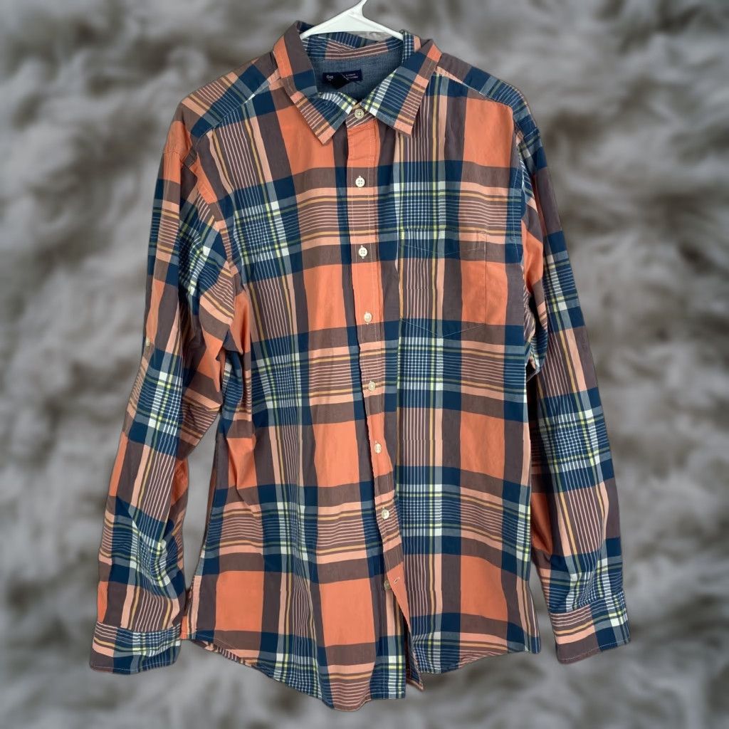 Gap Gap Mens Button-Up Shirt Plaid Check Long Sleeve 100% Cotton XL Classic Fit Casual Size US XL / EU 56 / 4 - 1 Thumbnail