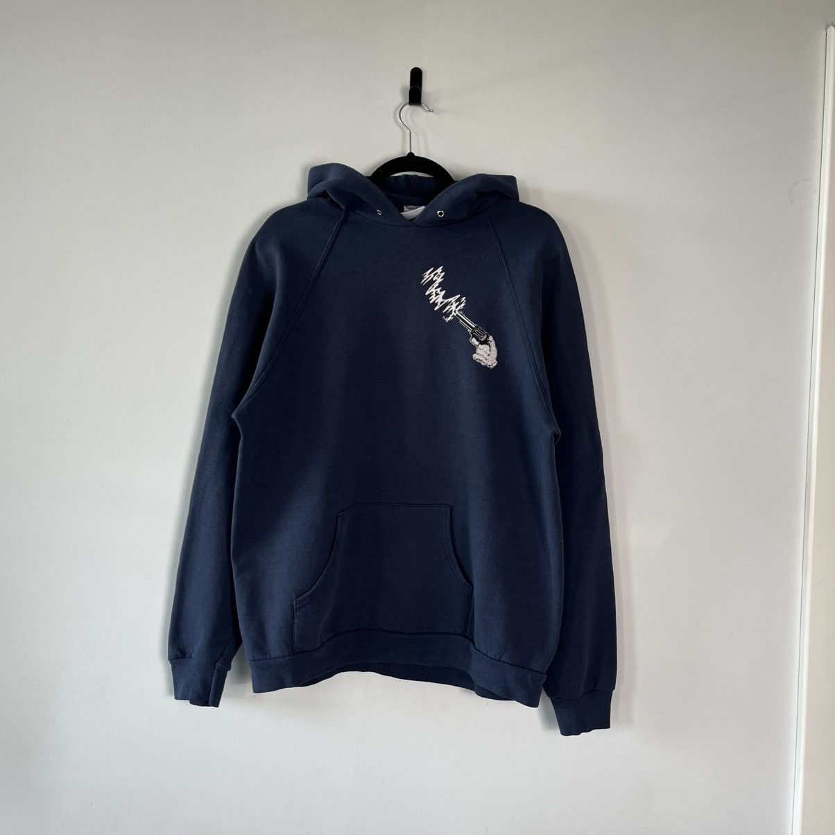 Vintage Dark Graphic Hoodie with Gun & Clown Print - Edgy Streetwear Size US XL / EU 56 / 4 - 12 Thumbnail