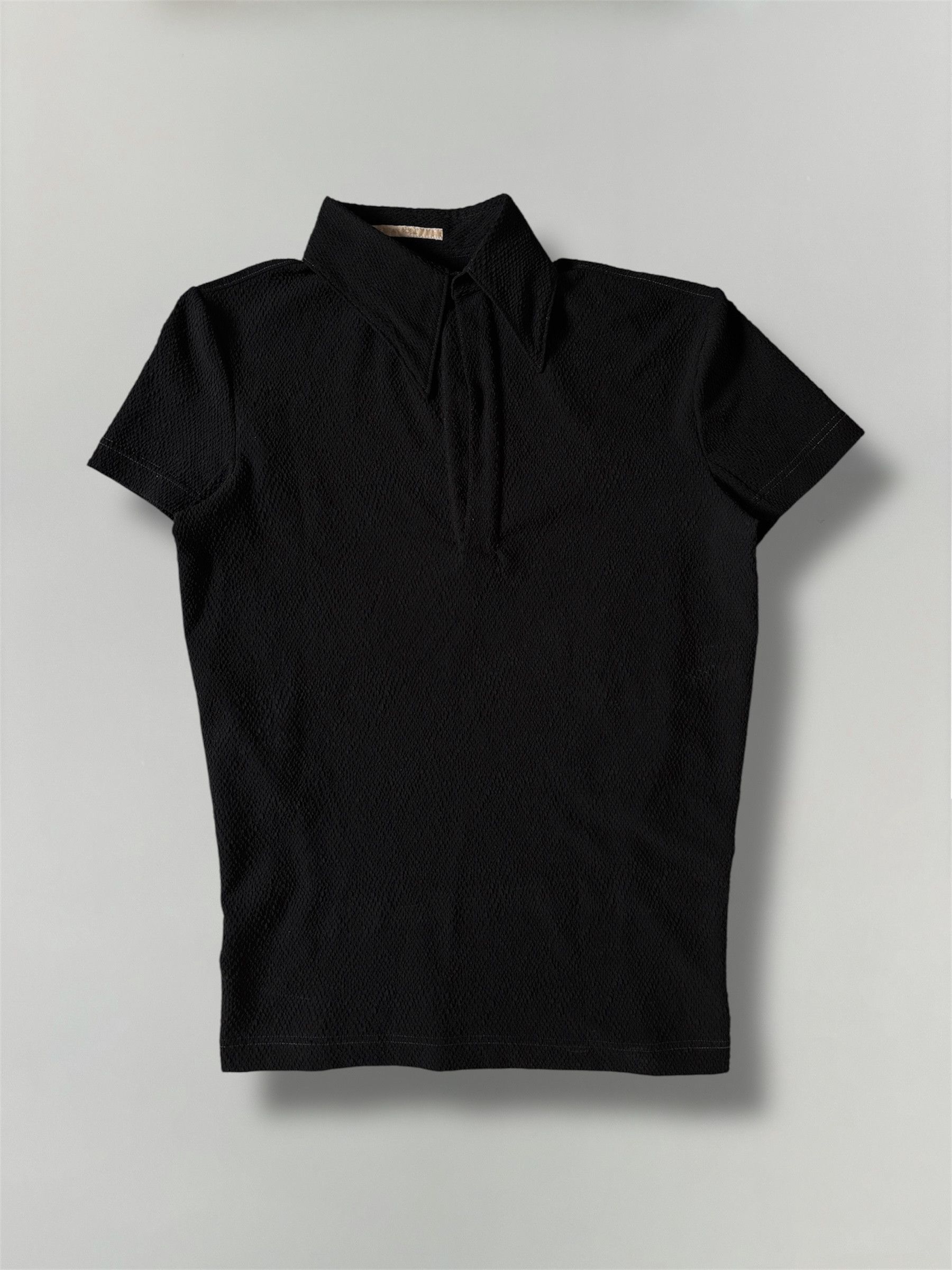 Carol Christian Poell 1998ss半袖シャツ 黒 90s Carol Christian Poell 1998 Asymmetrical Twisted Polo