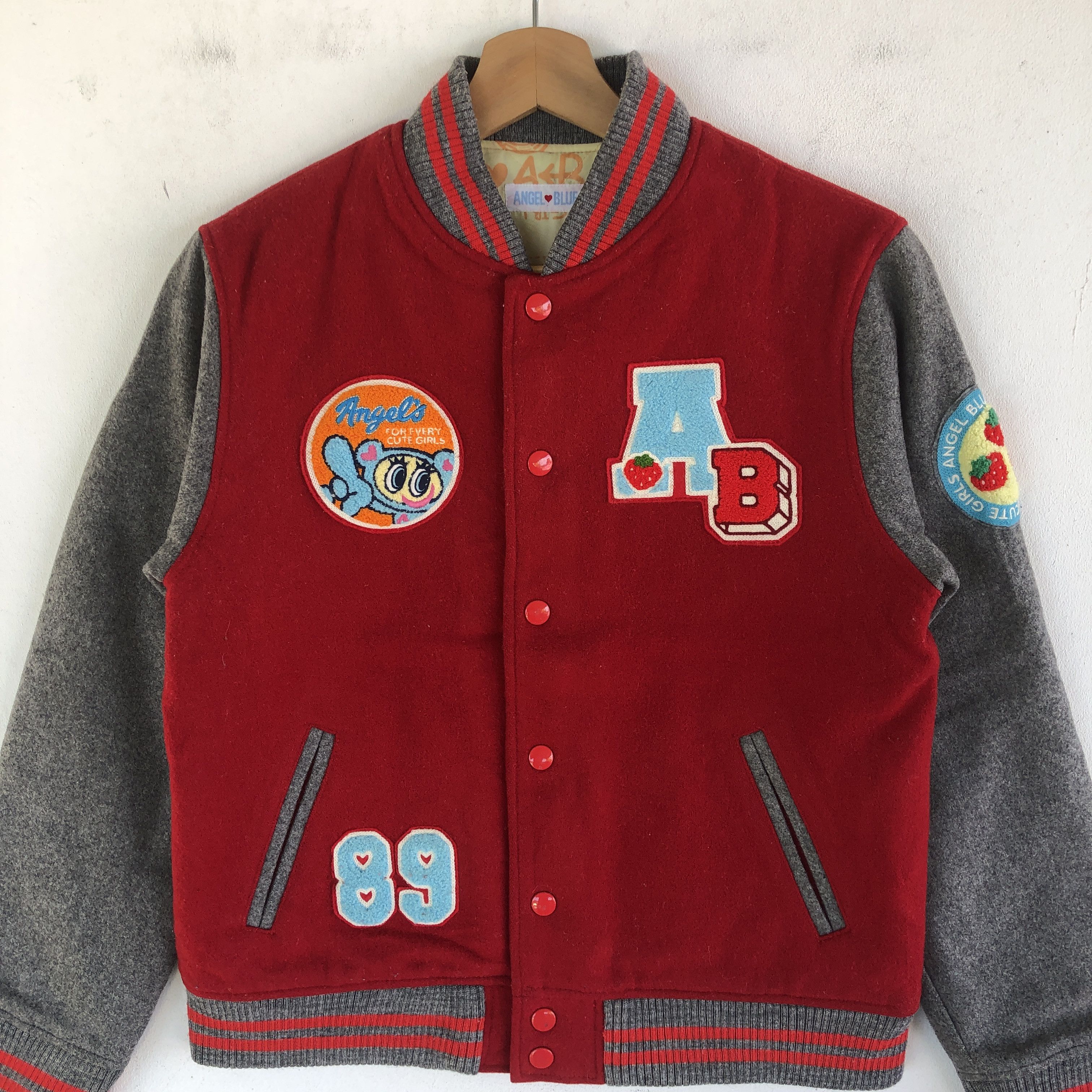 Japanese Brand × Vintage Vintage Angel Blue Letterman Patches Varsity Wool Jacket Size XS / US 0-2 / IT 36-38 - 4 Thumbnail