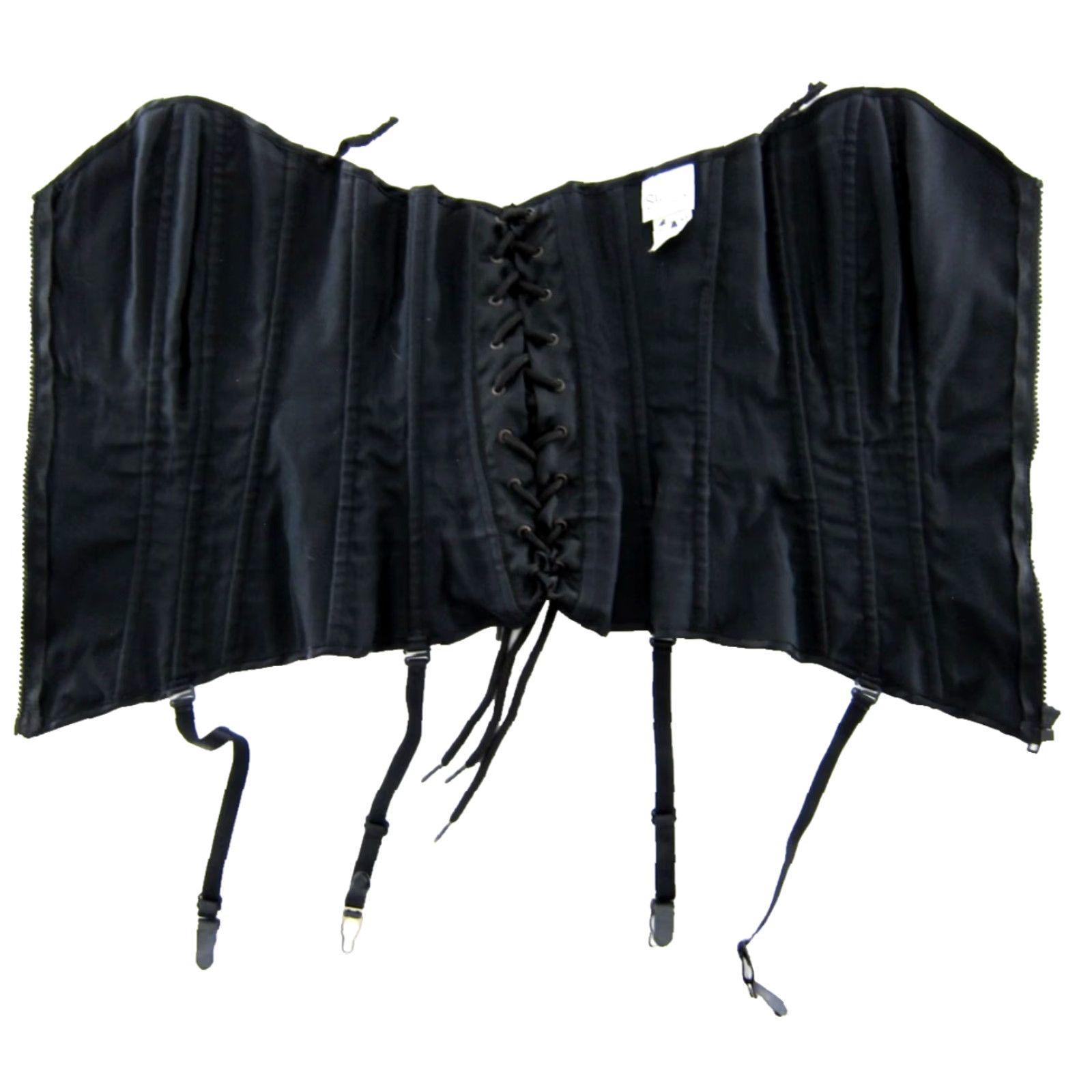 Vintage VINTAGE Shirley Of Hollywood Black Satin Bustier Woman 34 Lingerie Zip Lace Up Boned Satin Polyester 34 Black 90s Event Womens Size XXS / US 00 / IT 34 - 5 Thumbnail