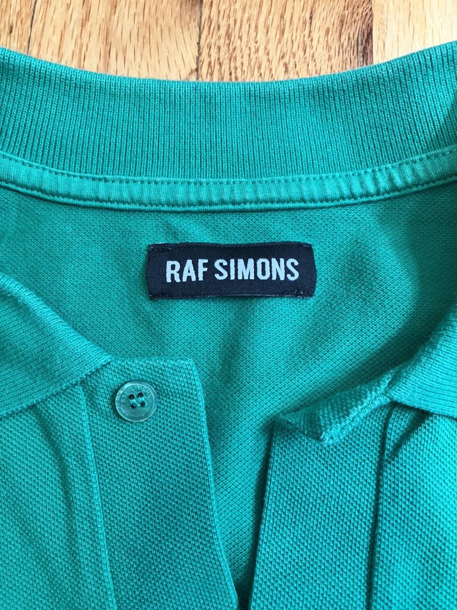 Raf Simons SS14 Green Cropped Polo Shirt with floral patch pocket Size US XS / EU 42 / 0 - 3 Thumbnail
