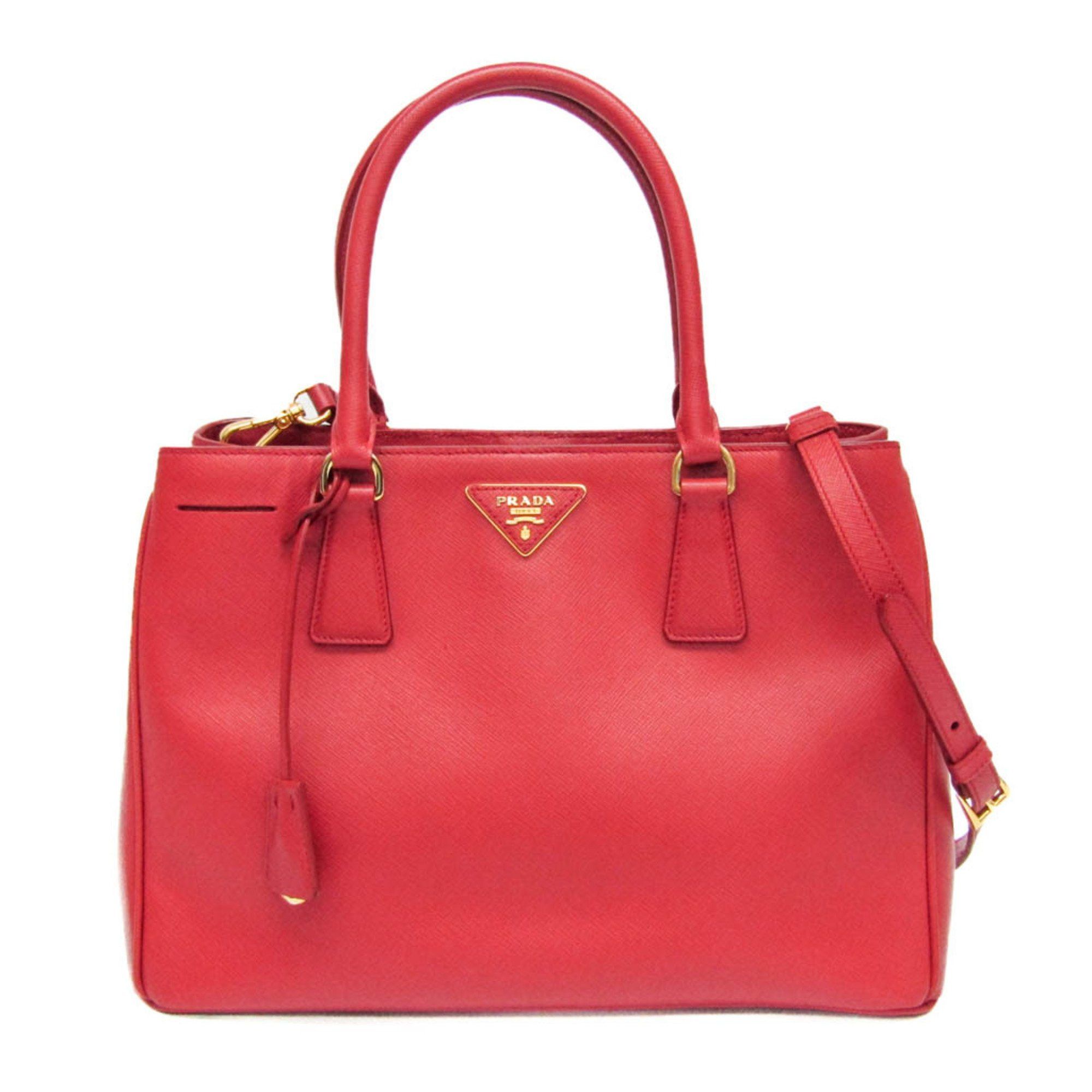 Prada Saffiano Galleria Bn1874 Women's Saffiano Lux Handbag,shoulder Bag Fuoco