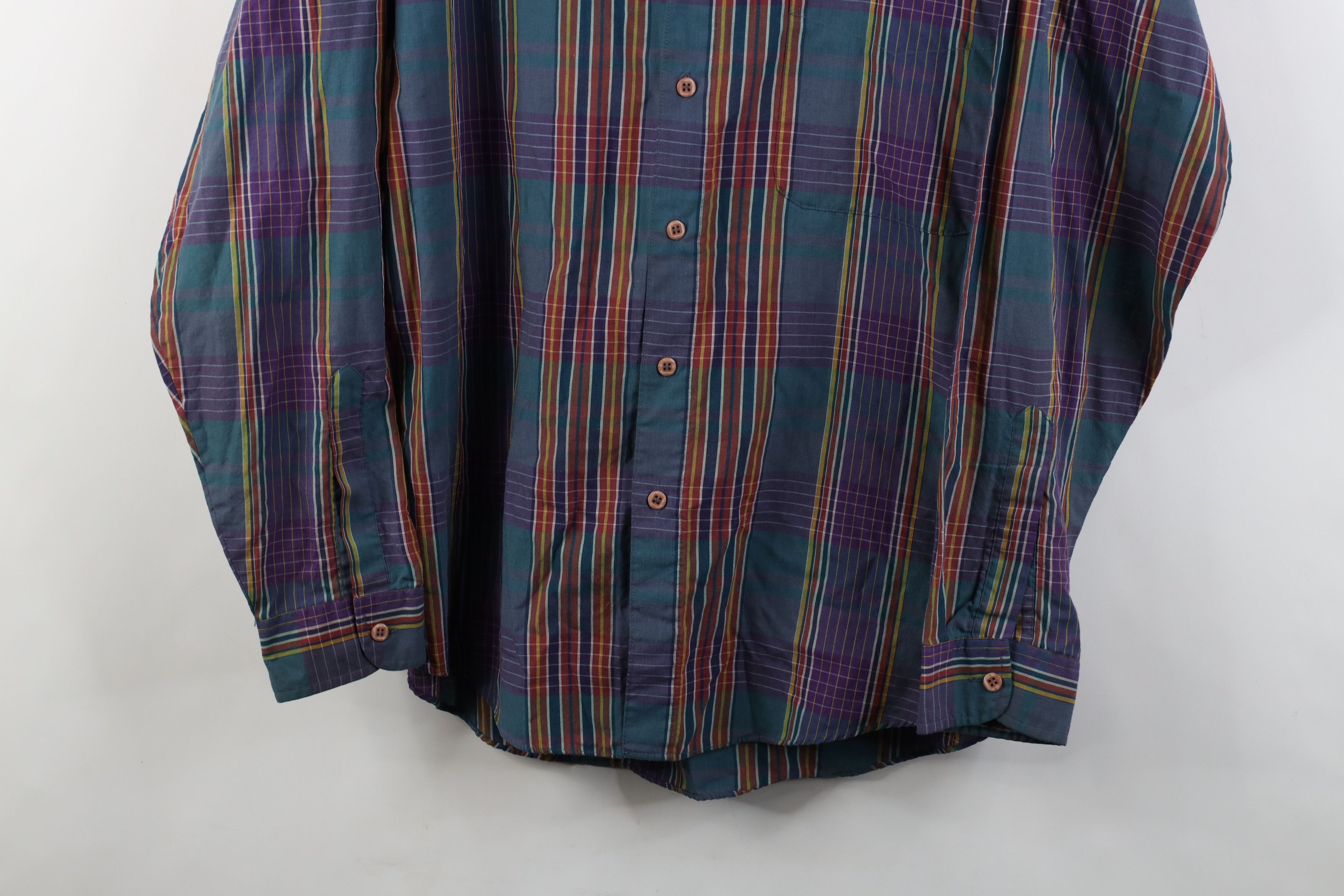 Levi's Vintage 80s Levis Rainbow Madras Plaid Button Down Shirt Size US L / EU 52-54 / 3 - 3 Thumbnail