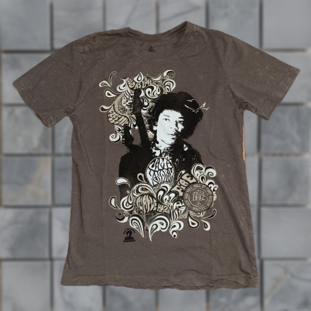 Vintage VINTAGE Rock And Roll Hall Of Fame Jimi Hendrix T-Shirt Taupe Brown Medium Mens Regular Crew Neck 80s 90s Y2K Grunge Rock, Hall Of Fame, Vintage Style Size US M / EU 48-50 / 2 - 1 Thumbnail