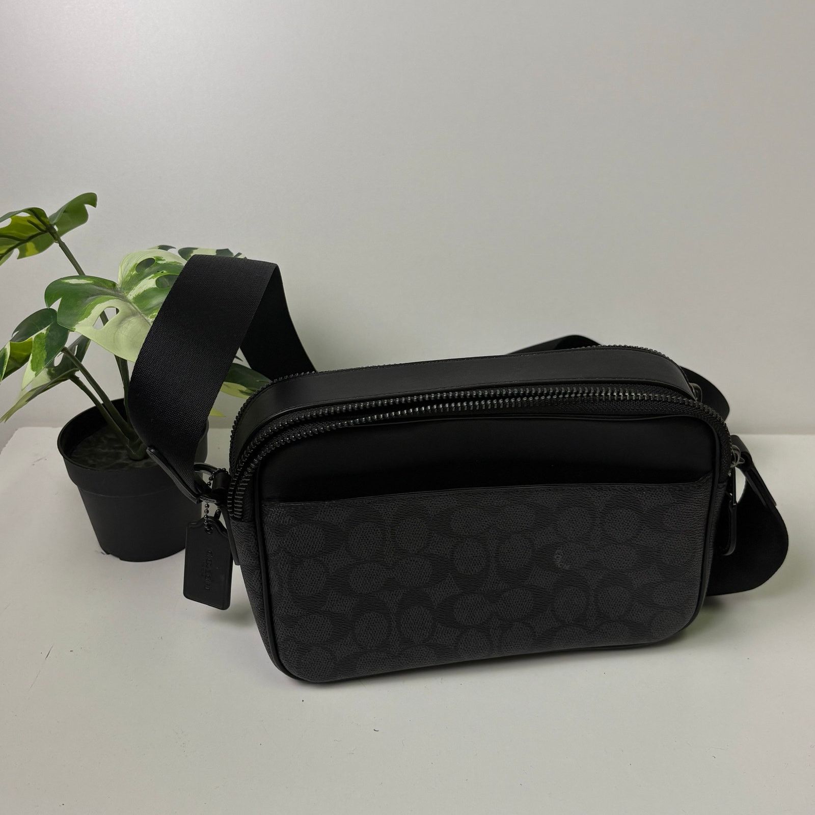Coach Graham Crossbody Signature Canvas Monogram Black Bag, Men's