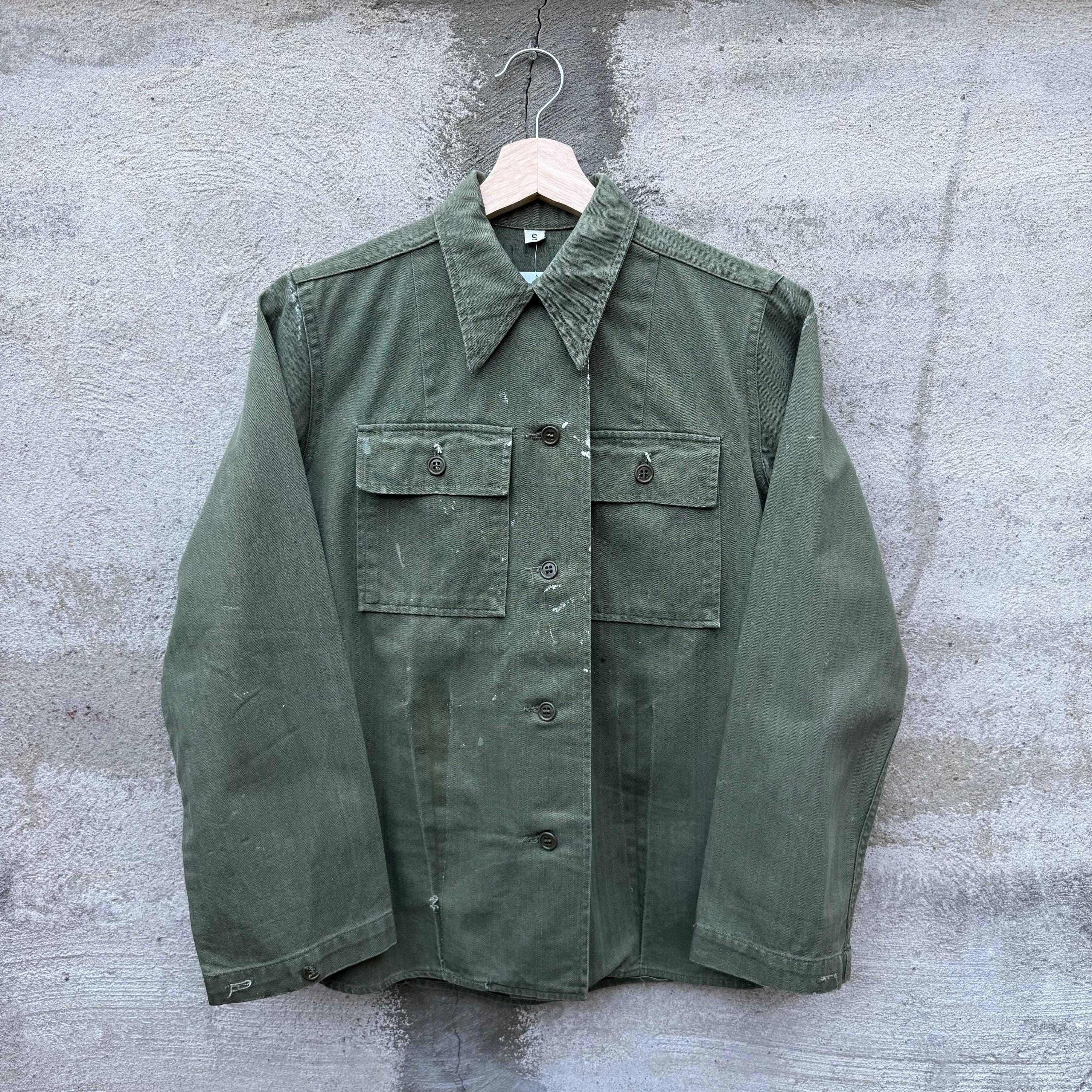 Vintage 40's US Military Women's Paint Splatter HBT Button Down Shir Size S / US 4 / IT 40 - 1 Thumbnail