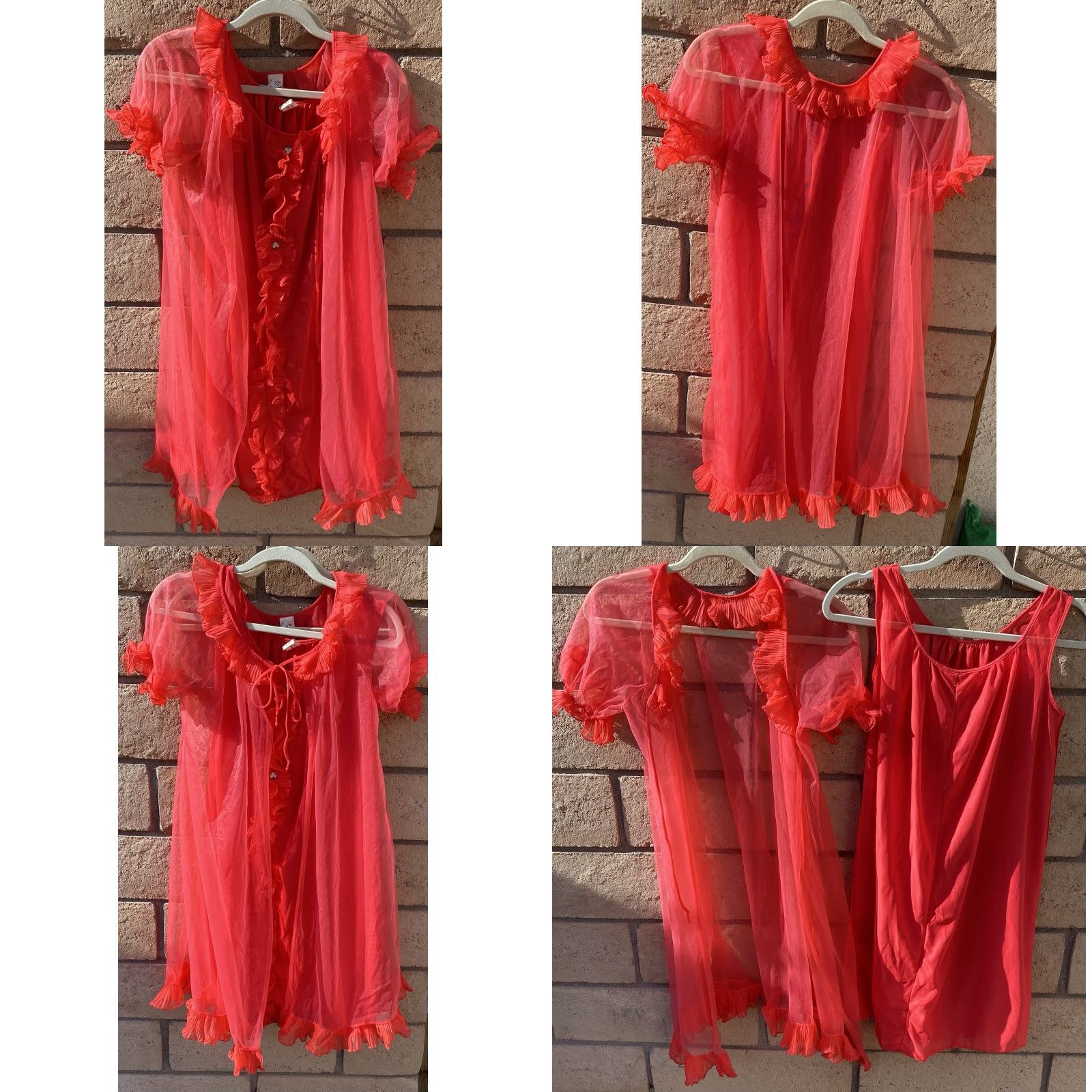 Vintage VINTAGE Movie Star Nylon Tricot Nightie Set Sheer Short Peignoir Boudoir Size M Nylon Tricot Nightie Set Movie Star Shirt? Size 32" / US 10 / IT 46 - 8 Thumbnail