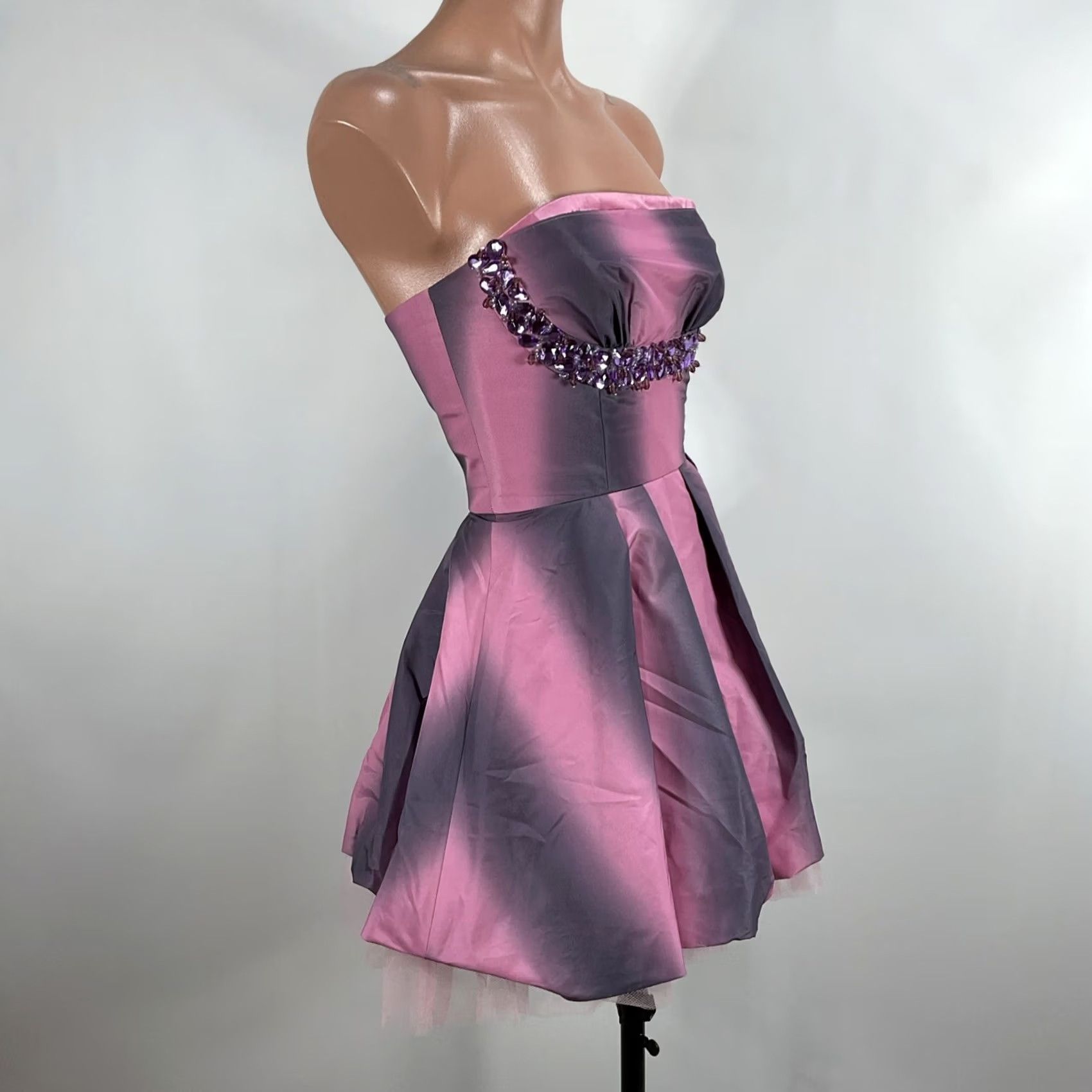 Betsey Johnson VINTAGE Betsey Johnson Dress Womens 0 Pink Purple Ombre Beaded Birthday Party Mini y2k Size XS / US 0-2 / IT 36-38 - 5 Thumbnail