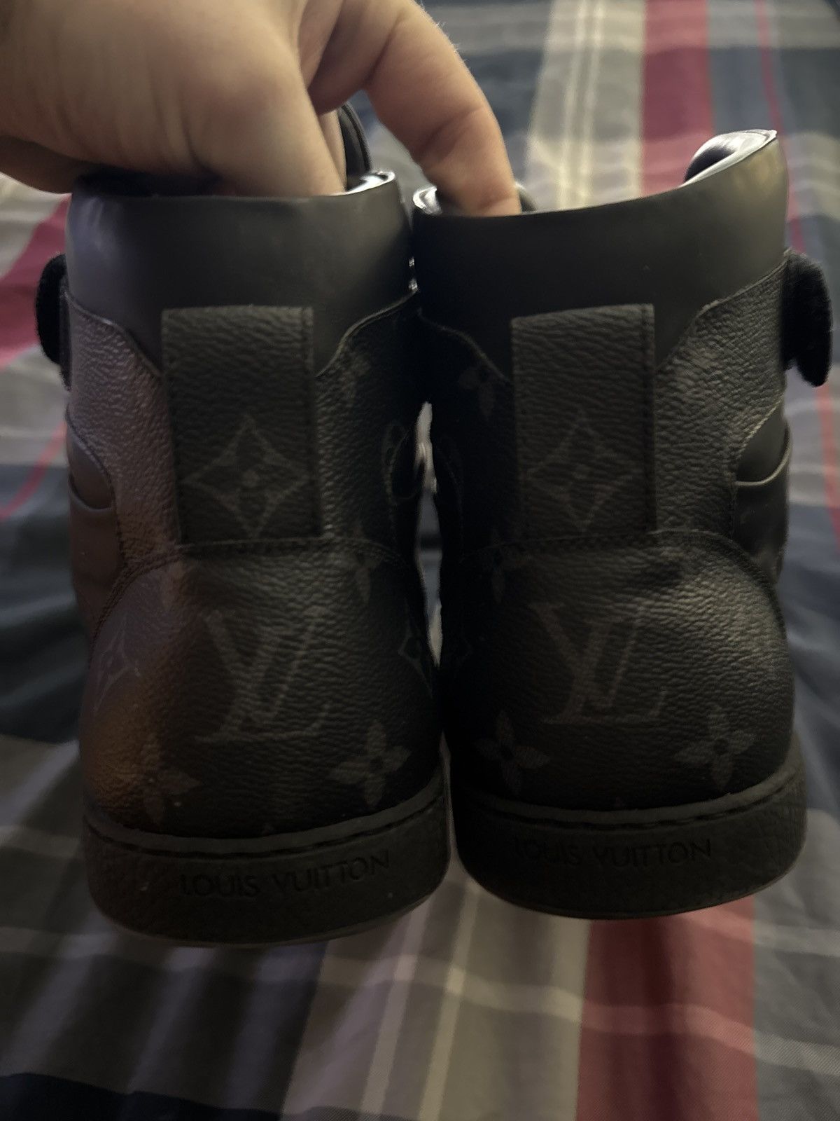 Louis Vuitton Louis Vuitton Rivoli High Top Monogram Sneaker Black Leather Size US 10 / EU 43 - 2 Thumbnail