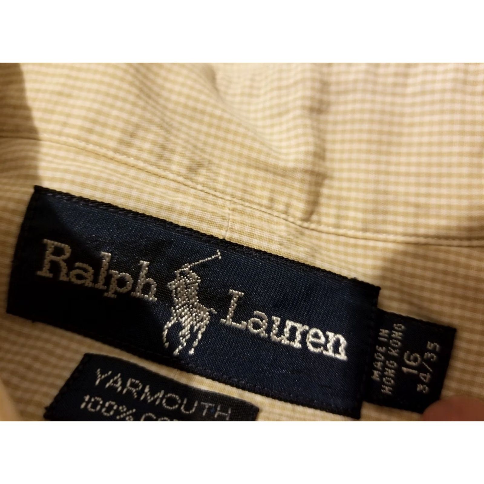 Polo Ralph Lauren Mens Polo Ralph Lauren Dress Shirt 16 34 35 Khaki Button Cotton Size 42R - 3 Thumbnail