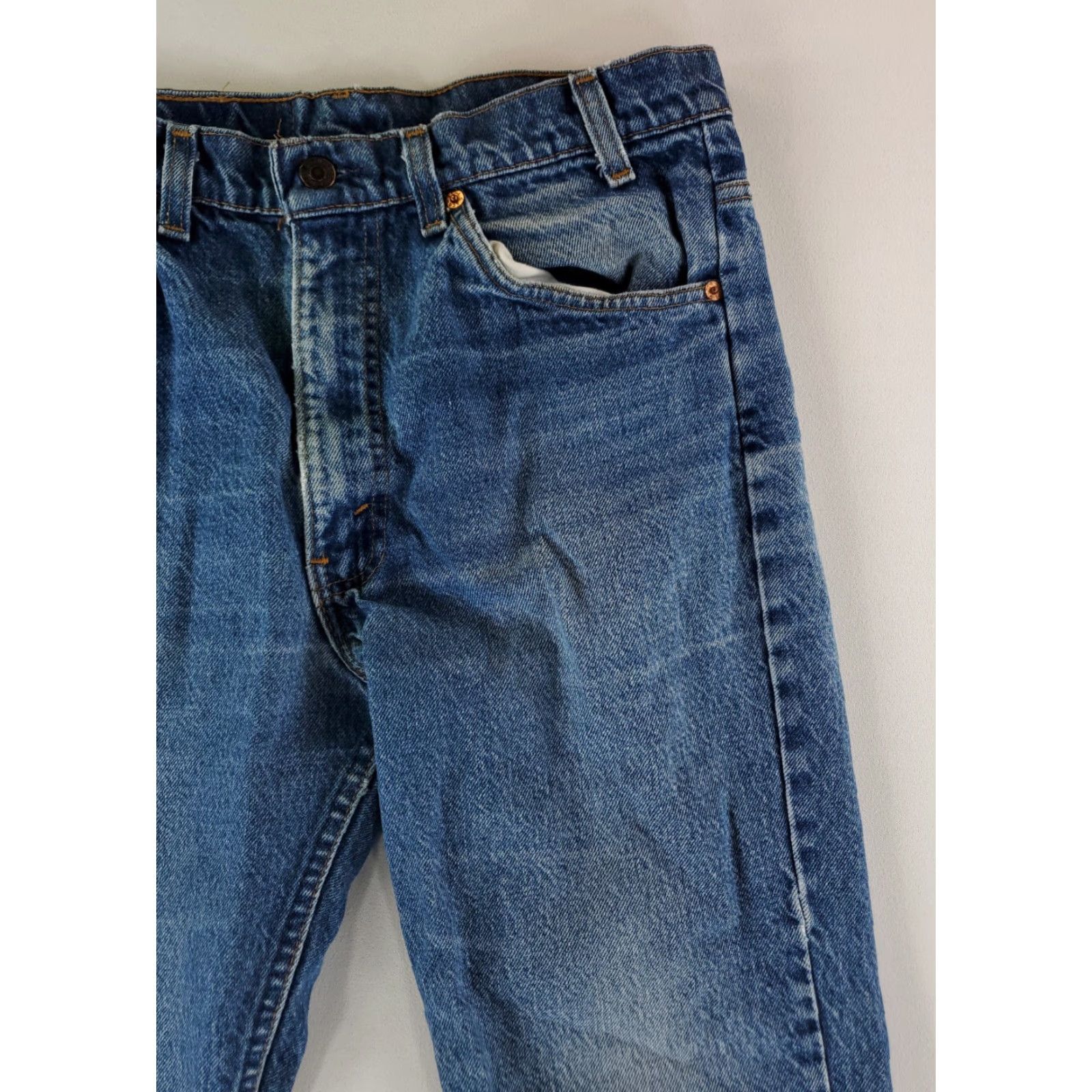 Levi's VINTAGE Levi's 517 VTG 90s Blue Jeans Whiskering Orange Tab Mens 34x31 (33x30 Actual) Bootcut Jeans Mens Blue 517 VTG 90s 34x31 Size US 33 - 5 Thumbnail
