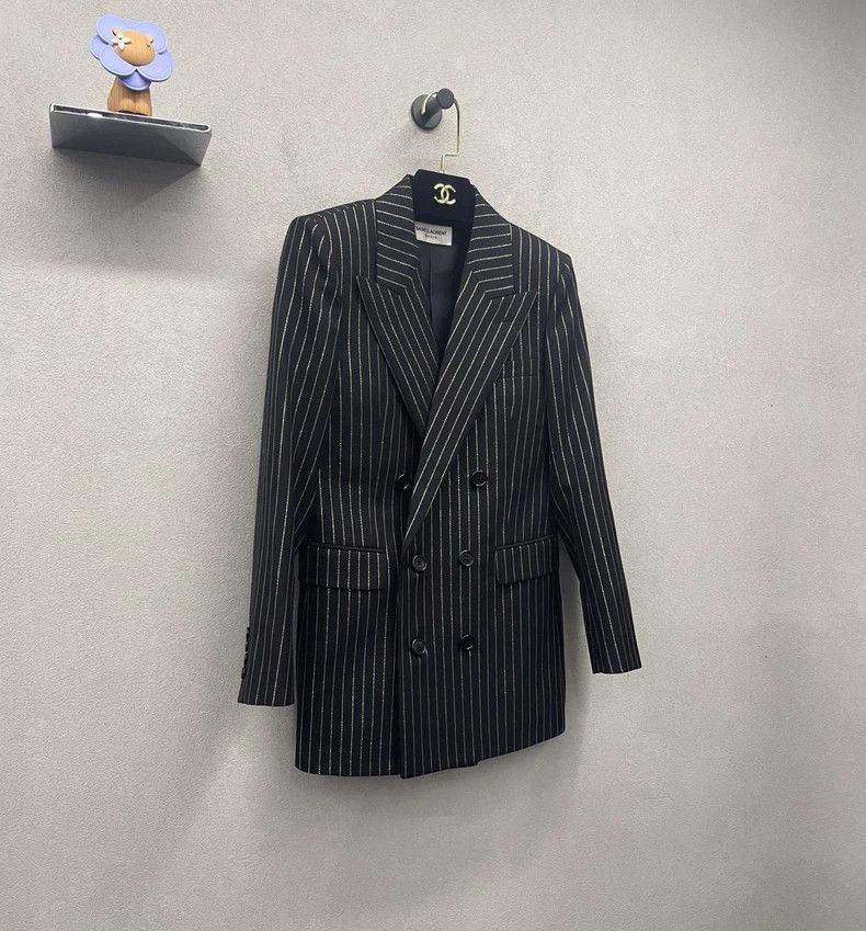 Saint Laurent Paris Saint Laurent ParisStriped double-breasted blazer jacket 2 Size XXS / US 00 / IT 34 - 3 Thumbnail