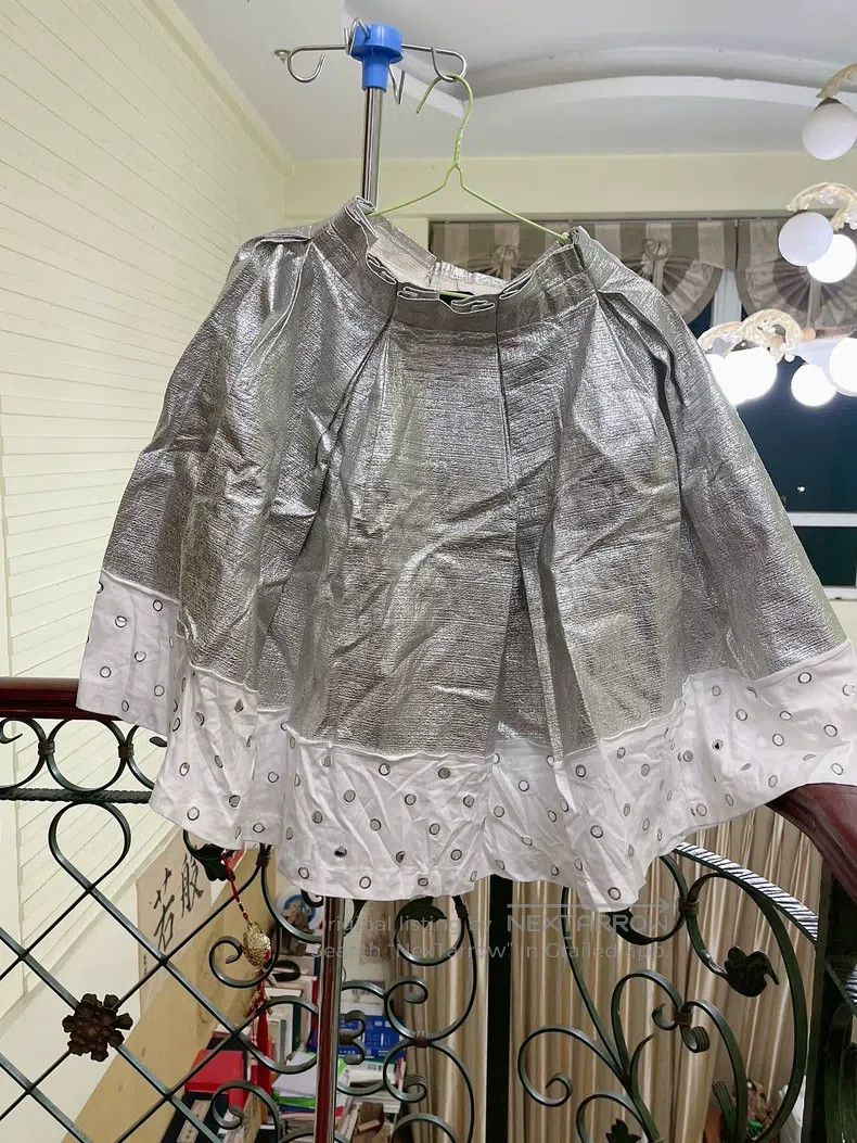 Comme des Garcons Comme Des Garcons size S Silver metallic luster half skirt Size 23" - 1 Thumbnail