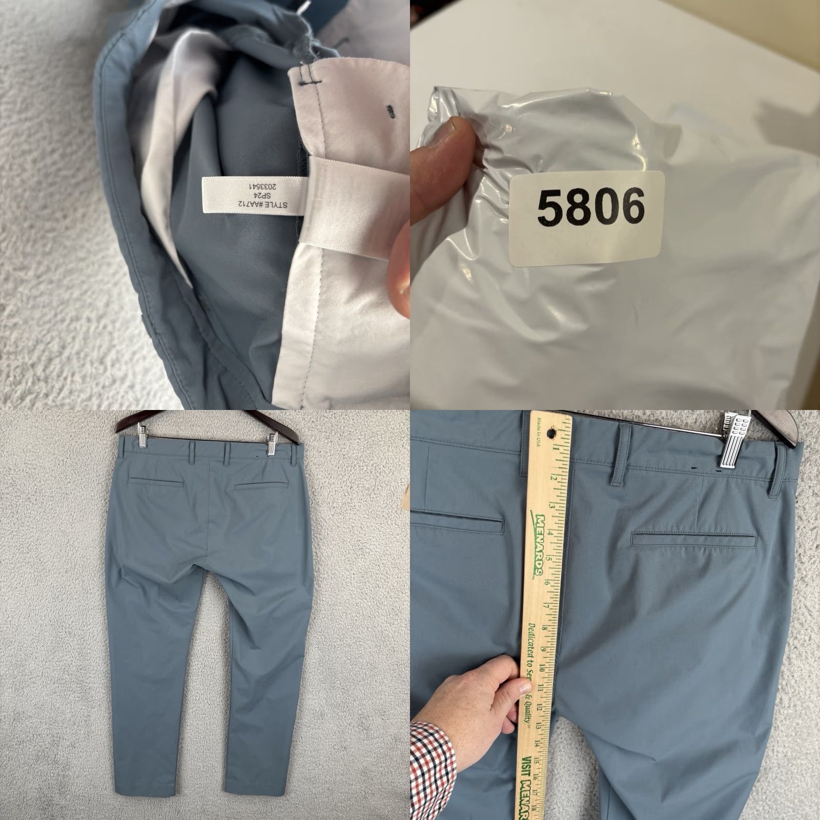 J.CREW Slim Fit Tech Performance Flex Pants Mens 34x30 Blue Slas