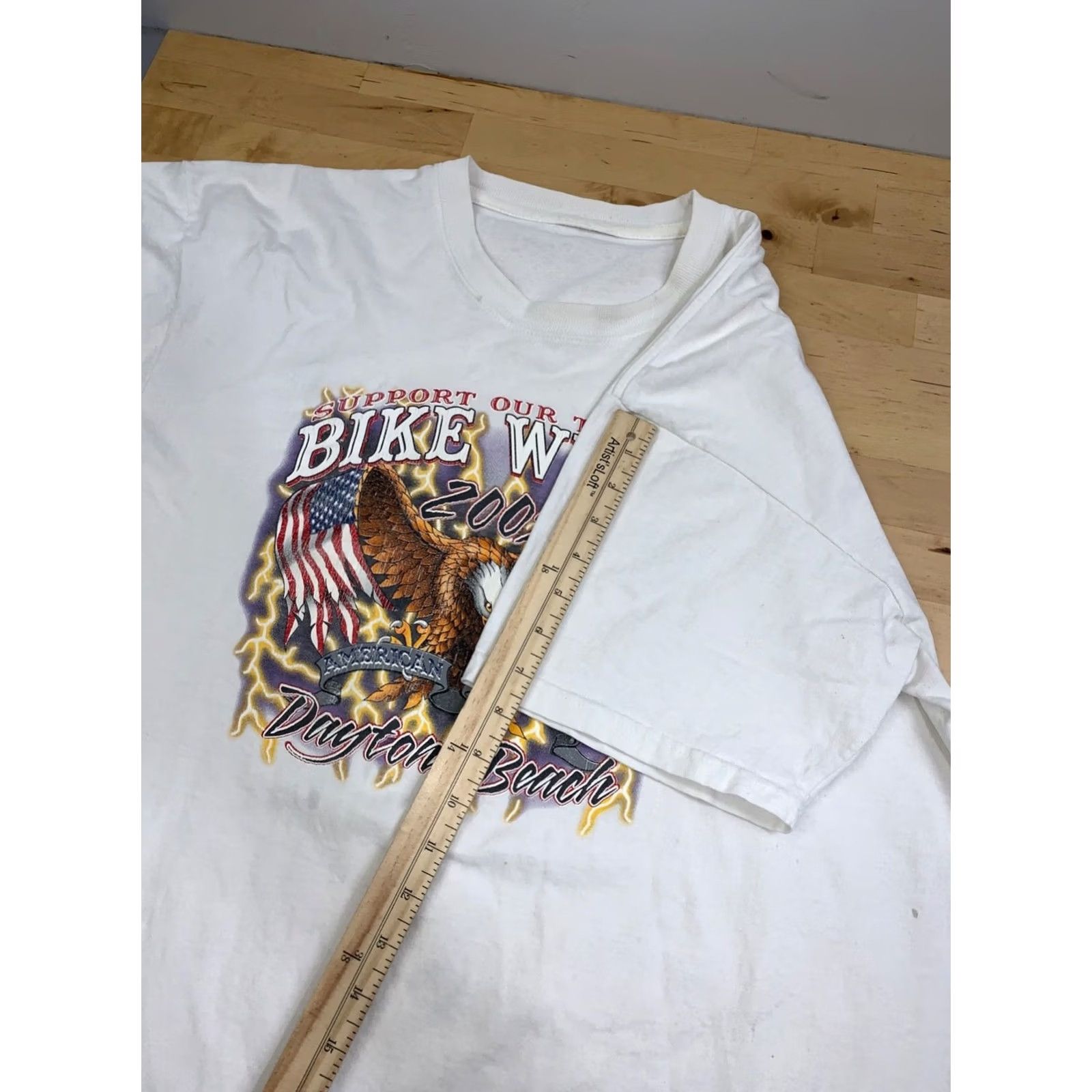 Vintage VINTAGE Bike Week Daytona Beach Shirt Men XL Eagle American Flag 13263 Size US XL / EU 56 / 4 - 7 Thumbnail