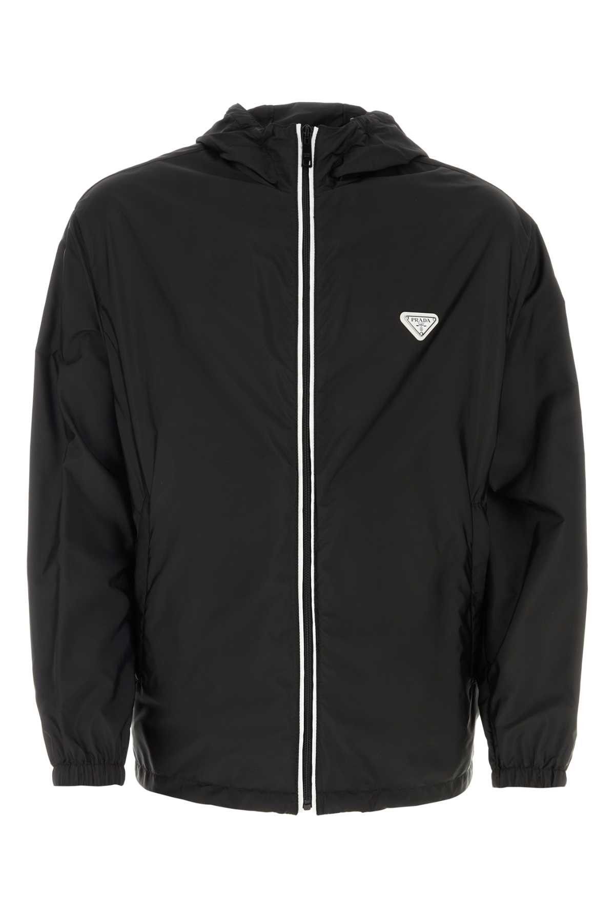 Image of Prada Black Re-Nylon Windbreaker, Men's (Size 2XL)