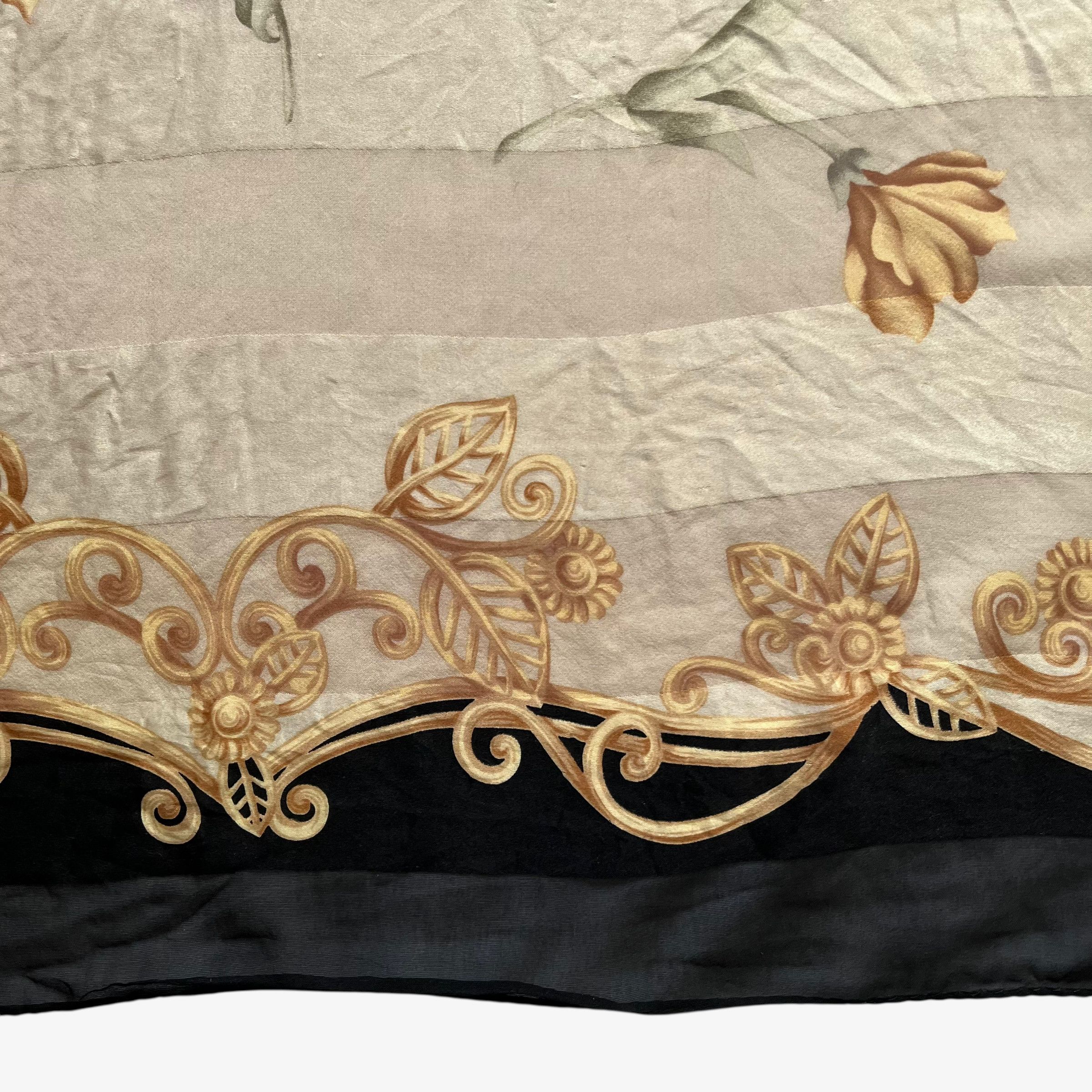 Balmain Vintage 90s Pierre Balmain Floral Print Striped Silk Scarf Size ONE SIZE - 5 Thumbnail