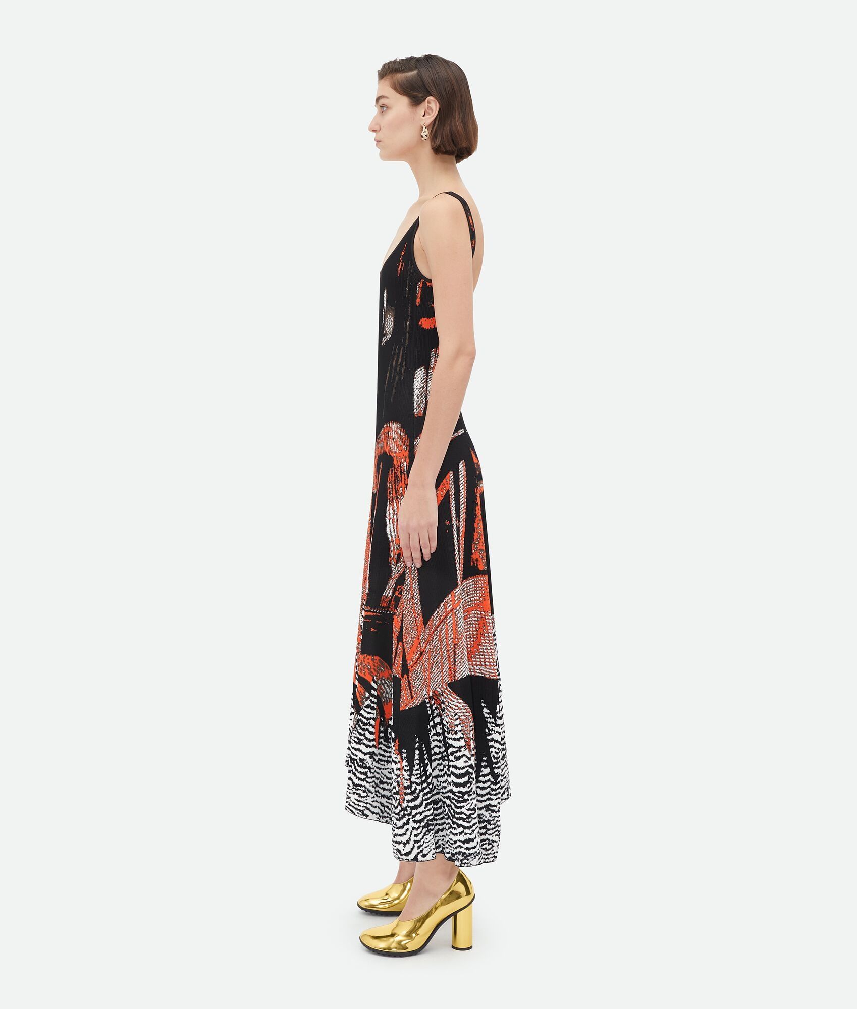 Bottega Veneta o1bcso1str0225 Viscose Jacquard Asymmetric Midi Dress Size M / US 6-8 / IT 42-44 - 2 Thumbnail