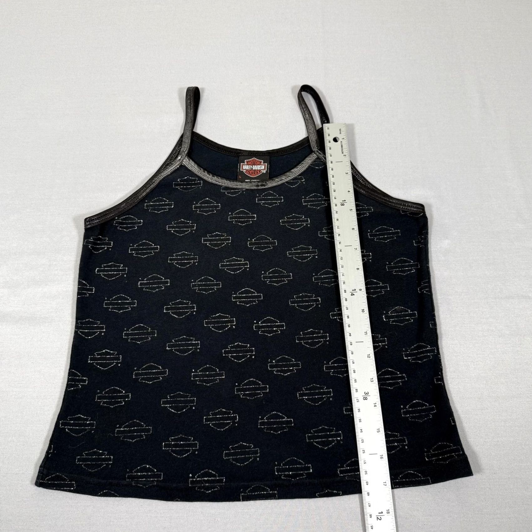 Harley Davidson Harley-Davidson Tank Womens Large Black All Over Print Vintage 90s Y2K Shirt Size L / US 10 / IT 46 - 4 Thumbnail