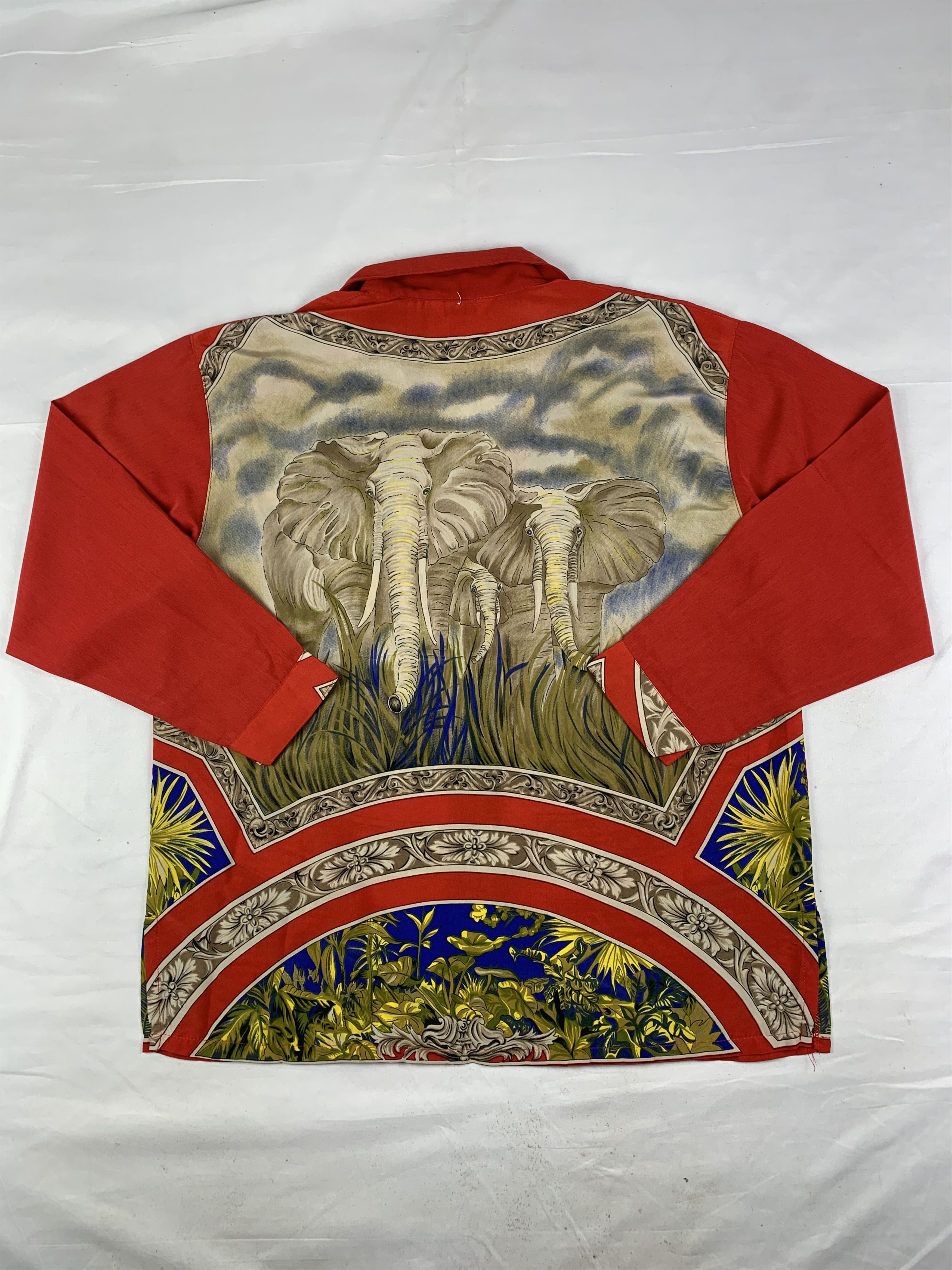 Japanese Brand Elephant Luxury Flower Art Silk Shirt (M) Size M / US 6-8 / IT 42-44 - 1 Thumbnail