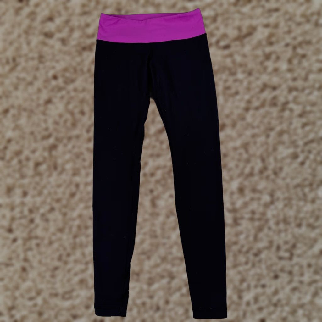 Lululemon Lululemon Wunder Under Pants Women 6 Black Purple 30" Inseam Yoga Gym Workout Activewear Pants Size 28" / US 6 / IT 42 - 1 Thumbnail