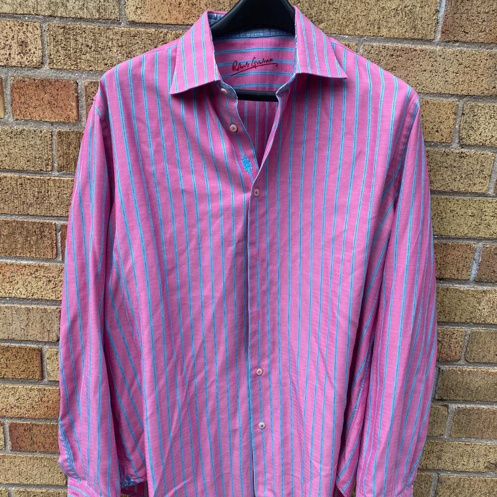 Robert Graham Robert Graham Striped Button Up Dress Shirt Pink Blue Large Size US L / EU 52-54 / 3 - 4 Thumbnail