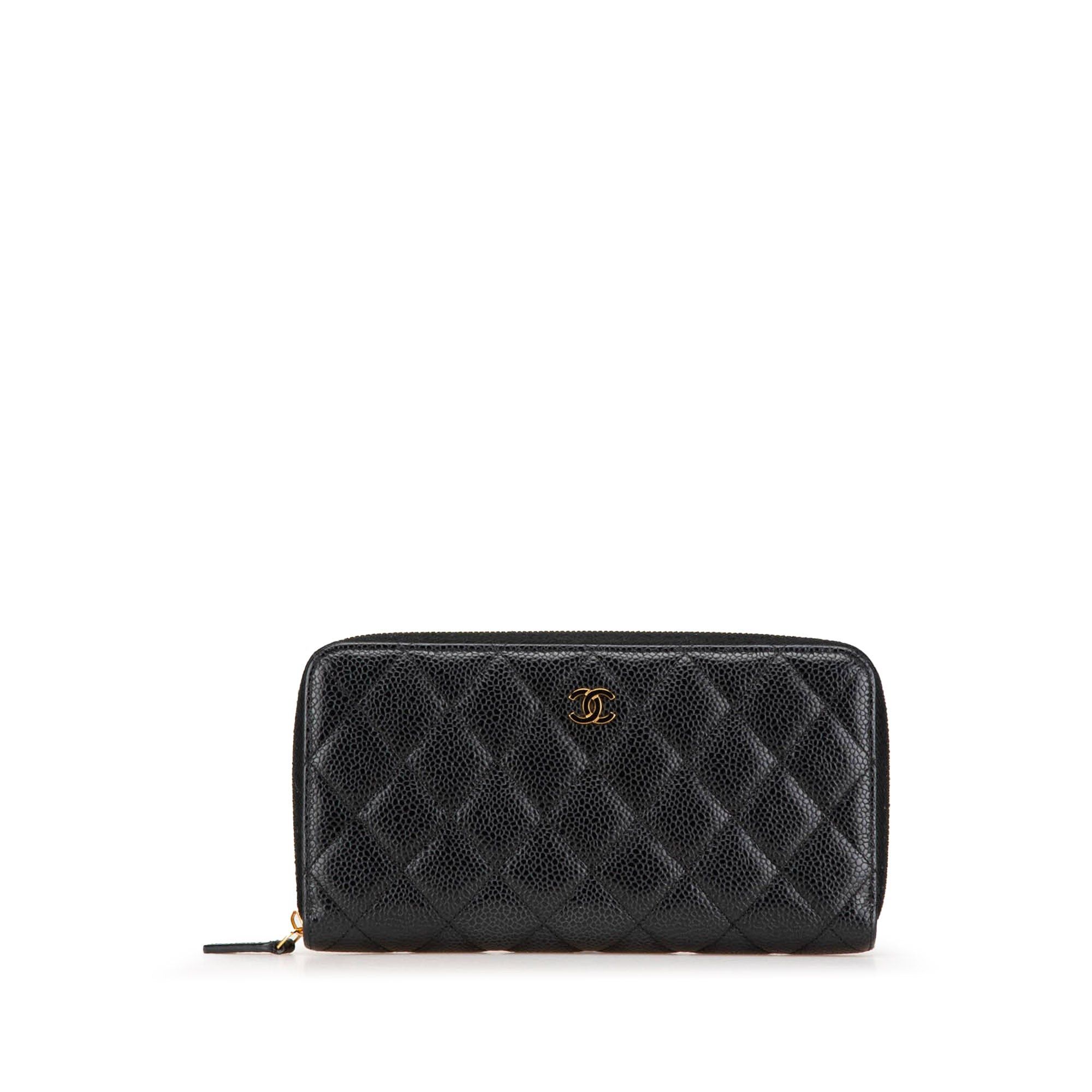 Chanel Chanel Quilted Caviar CC Zip Around Long Wallet Black Size ONE SIZE - 1 Thumbnail