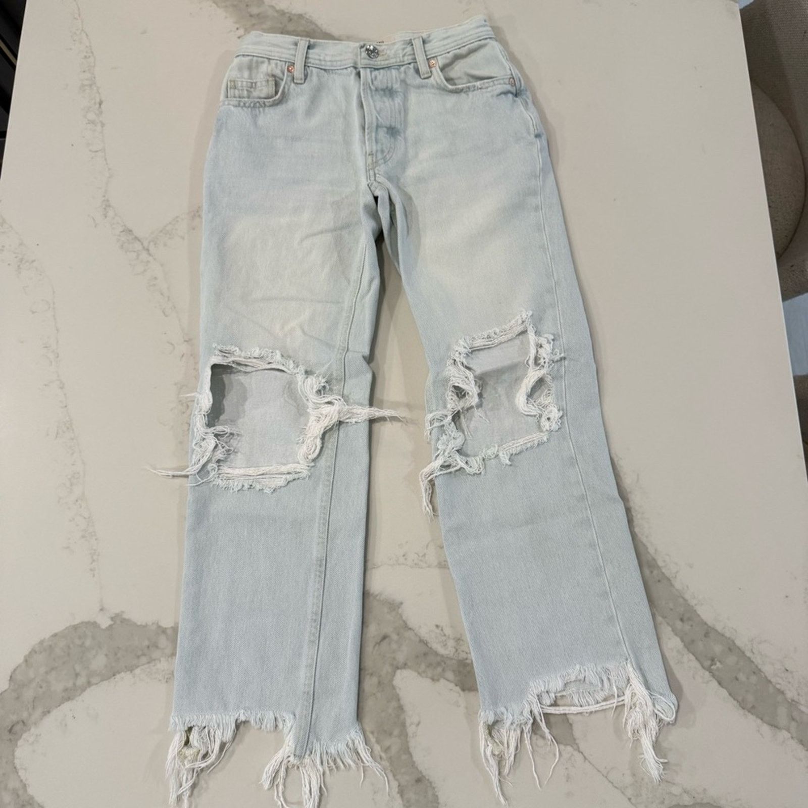 Free People Free People We The Free Maggie Distress Crop Jeans Womens 24 Size 24" / US 00 / IT 34 - 4 Thumbnail