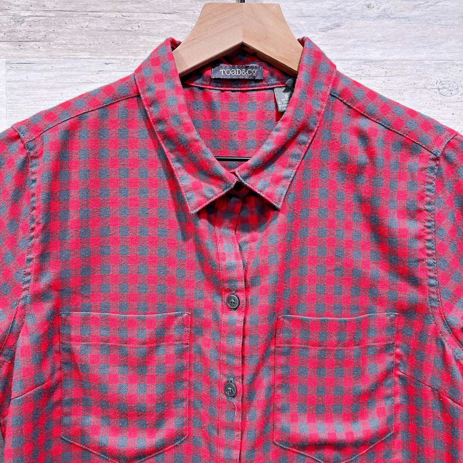 Other Horny Toad & Co Flannel Shirt Red Gray Gingham Womens S Size S / US 4 / IT 40 - 2 Thumbnail