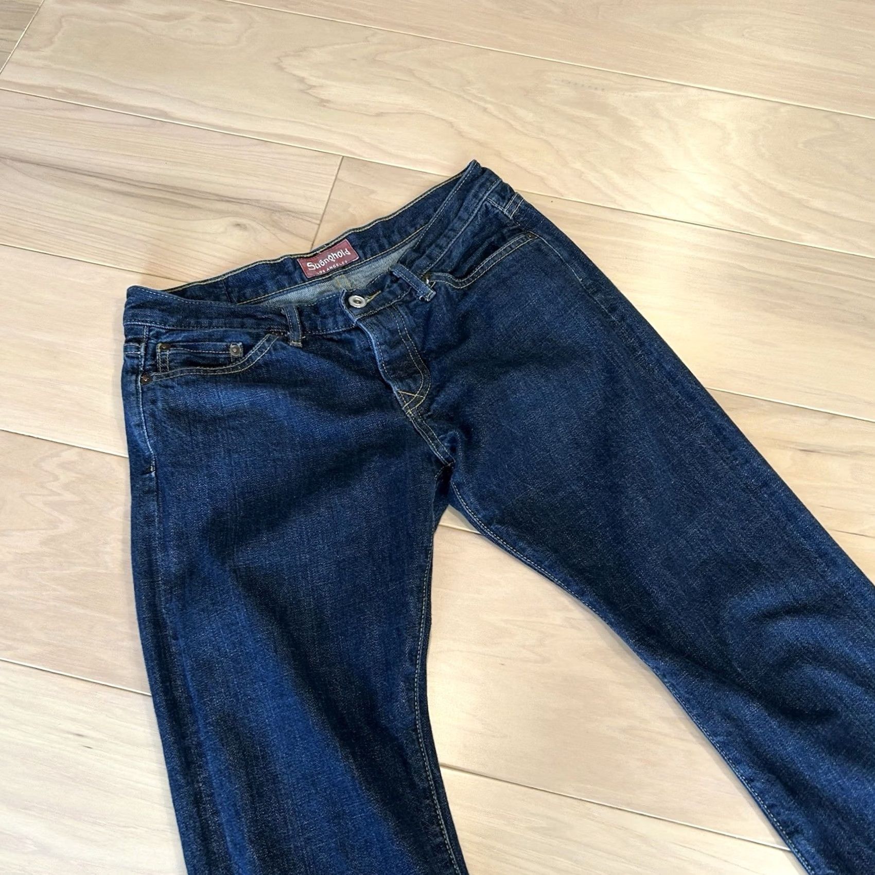 Denime VINTAGE The Stronghold Selvedge Denim Blue Jeans Slim Fit Men 29x30 Slim Blue City Fashion 5-Pocket Mens Size US 29 - 3 Thumbnail