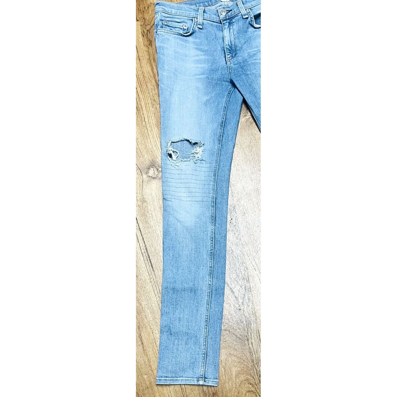 Rag & Bone VINTAGE? No. Rag & Bone Jeans Skinny Light Wash 29 Blue Women’s Cut Outs 5-Pocket Denim Stretch Distressed W1502K520 Mens? Size 29" - 3 Thumbnail