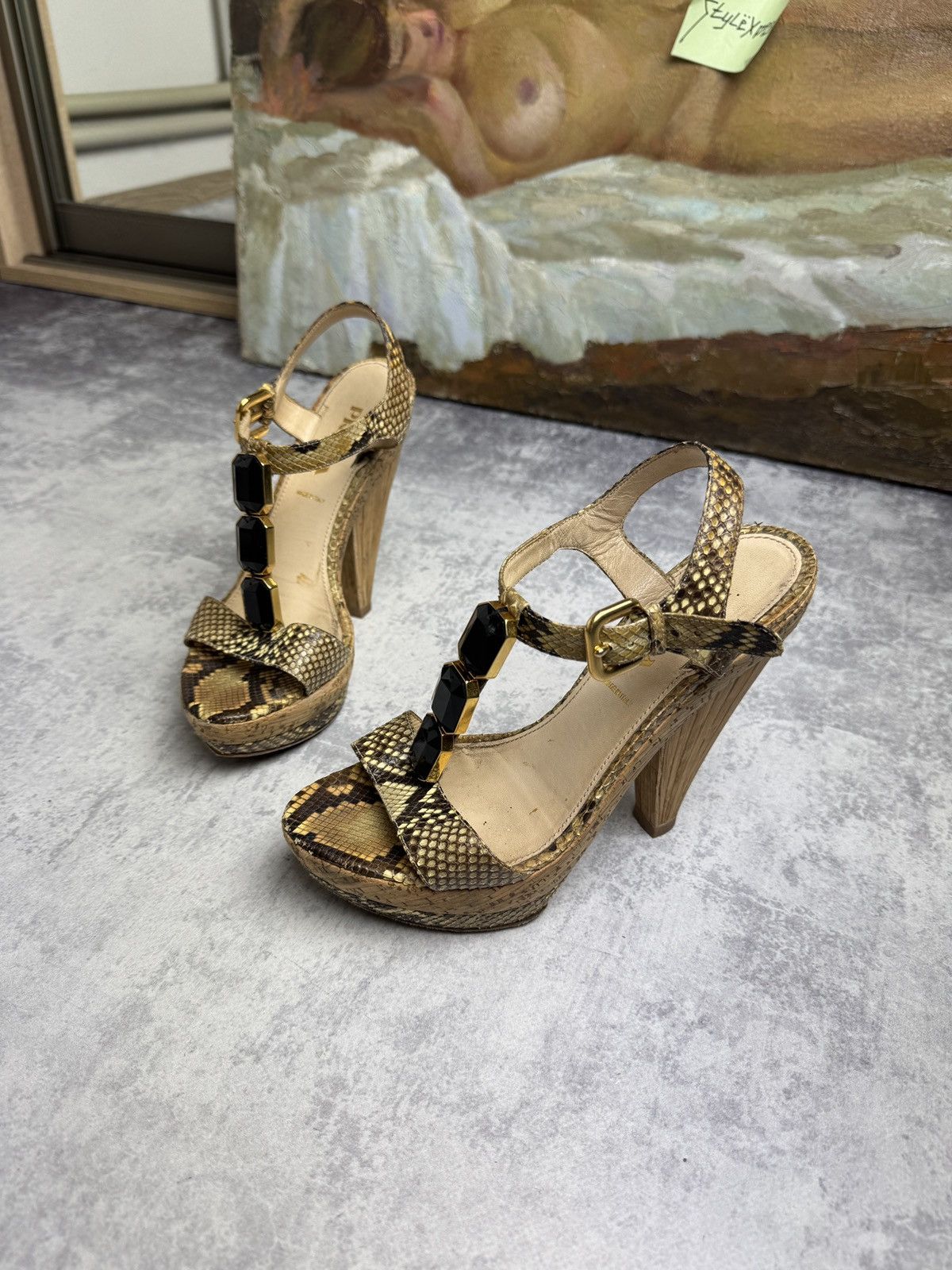 Prada Miu Miu Sanke Python Leather Vintage Y2K Heels