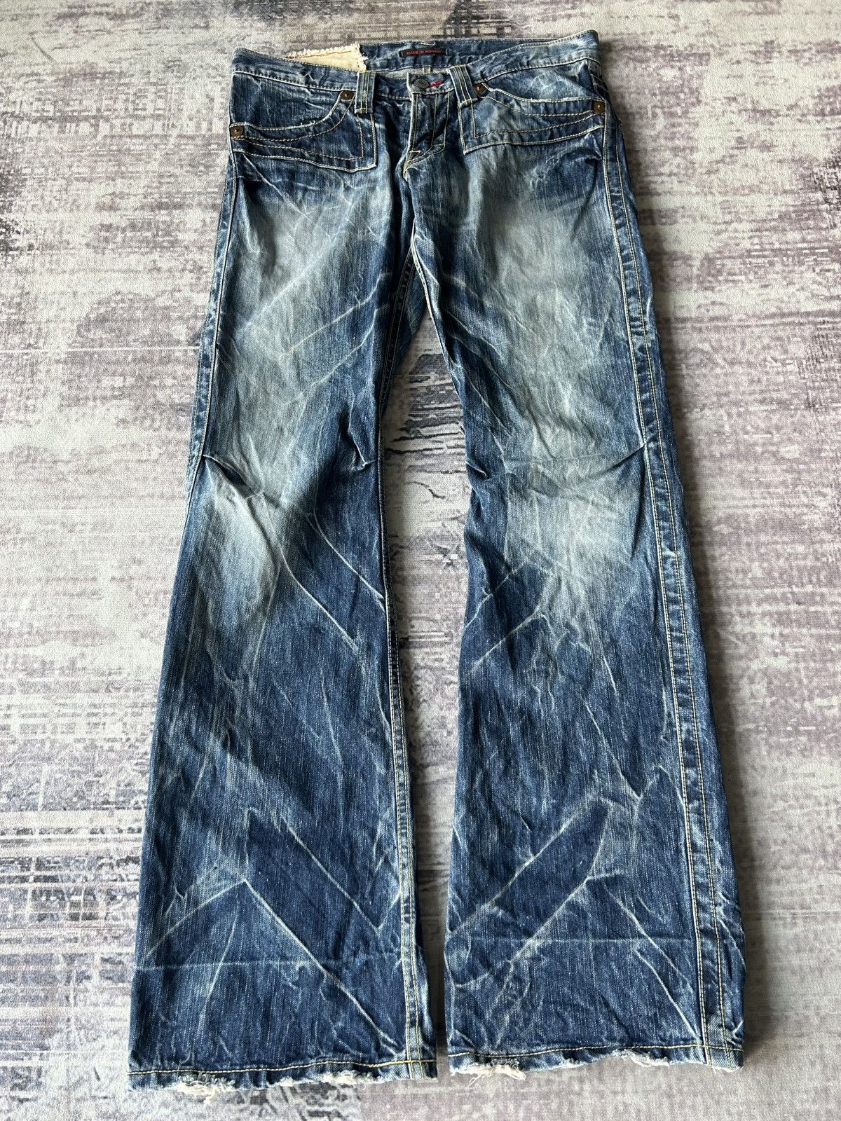 Tornado Mart Blue Way Flared Asidwash Jeans Size US 32 / EU 48 - 3 Thumbnail