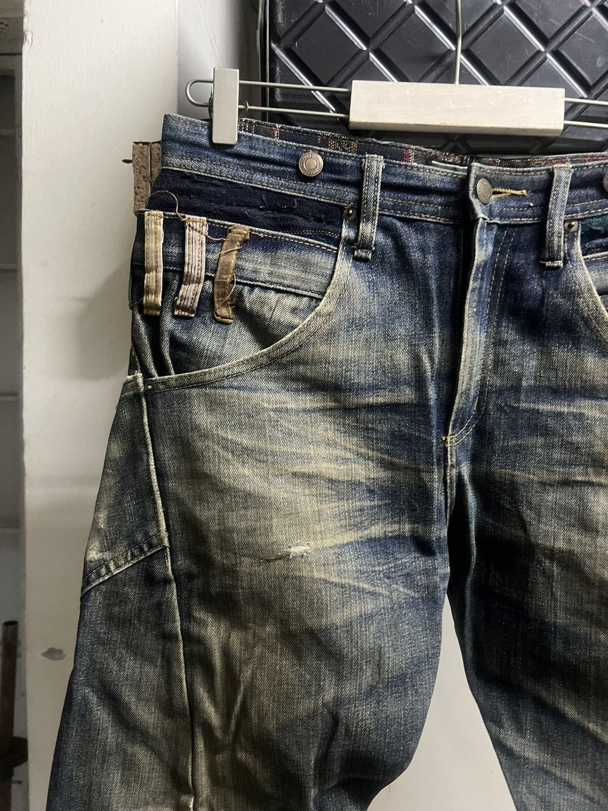 Hysteric Glamour THRASHED DIRTY DOUBLE WAIST BREATHMINT DISTRESSED DENIM PANT Size US 32 / EU 48 - 7 Thumbnail