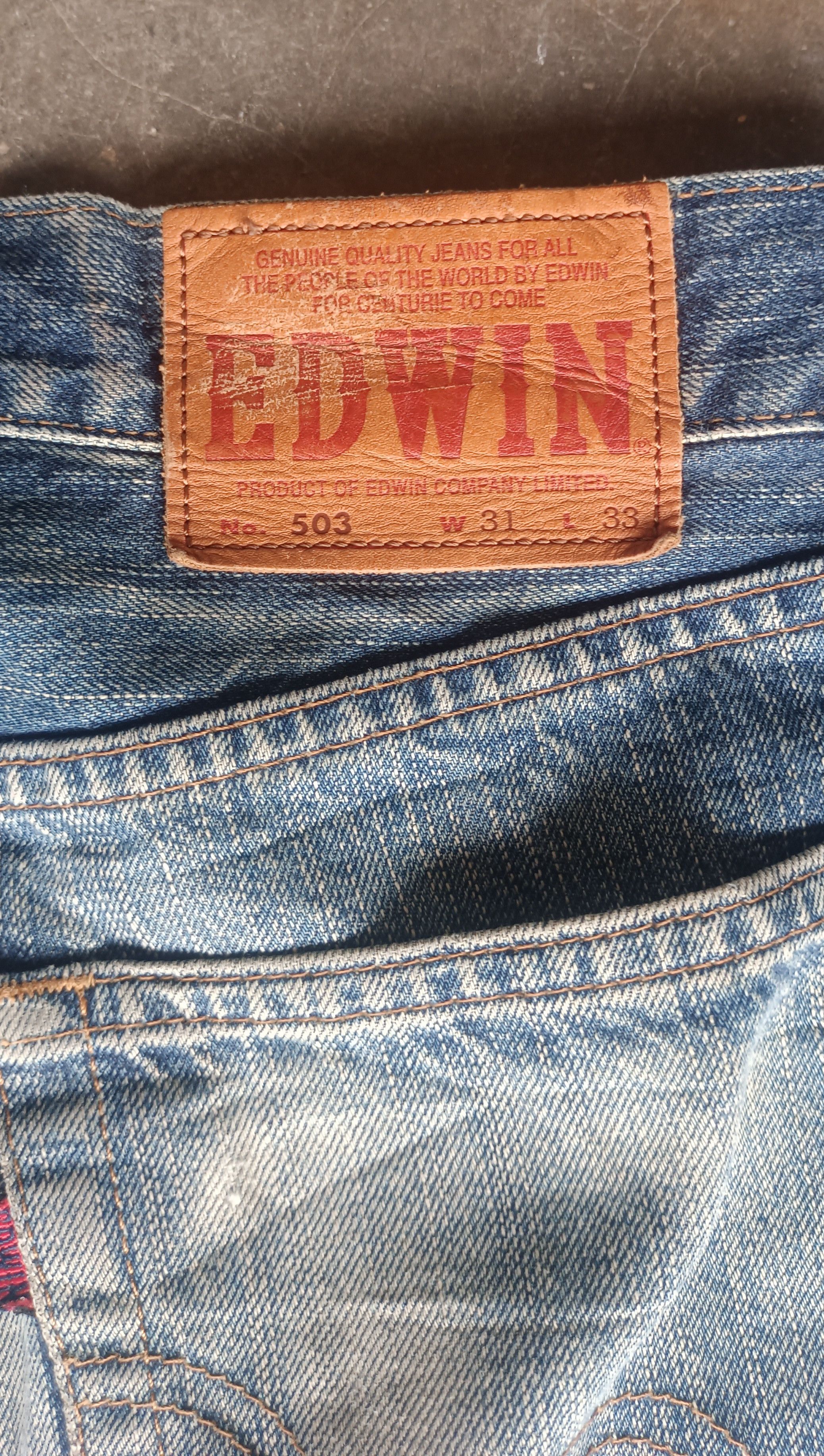 Edwin × Vintage Vintage💥 Edwin 503 REBEL Regular Distressed jeans Size US 31 - 7 Thumbnail