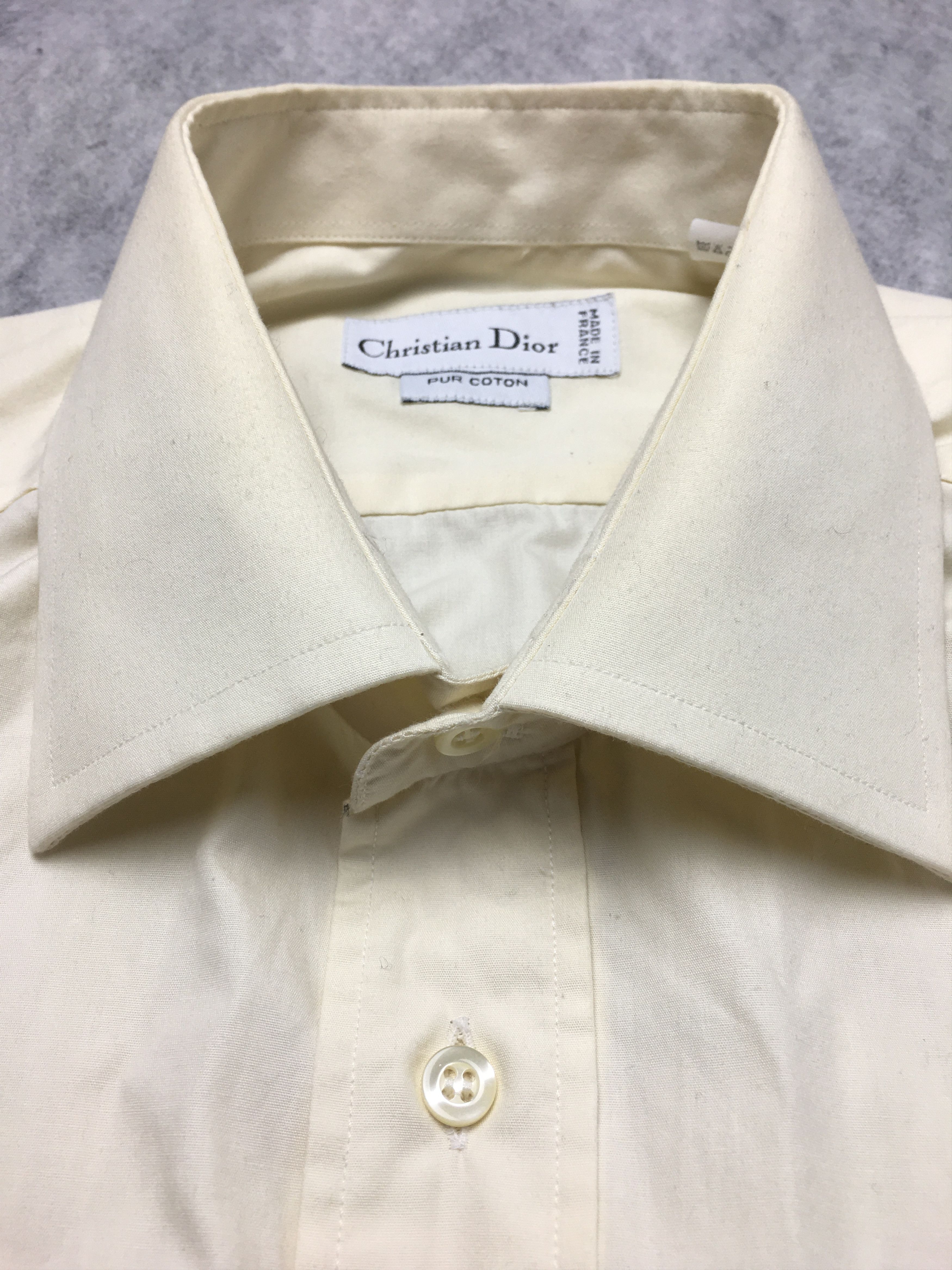 Dior Christian Dior France Coton Ivory Mens Shirt Sz 40 15 3/4 Size 40R - 3 Thumbnail