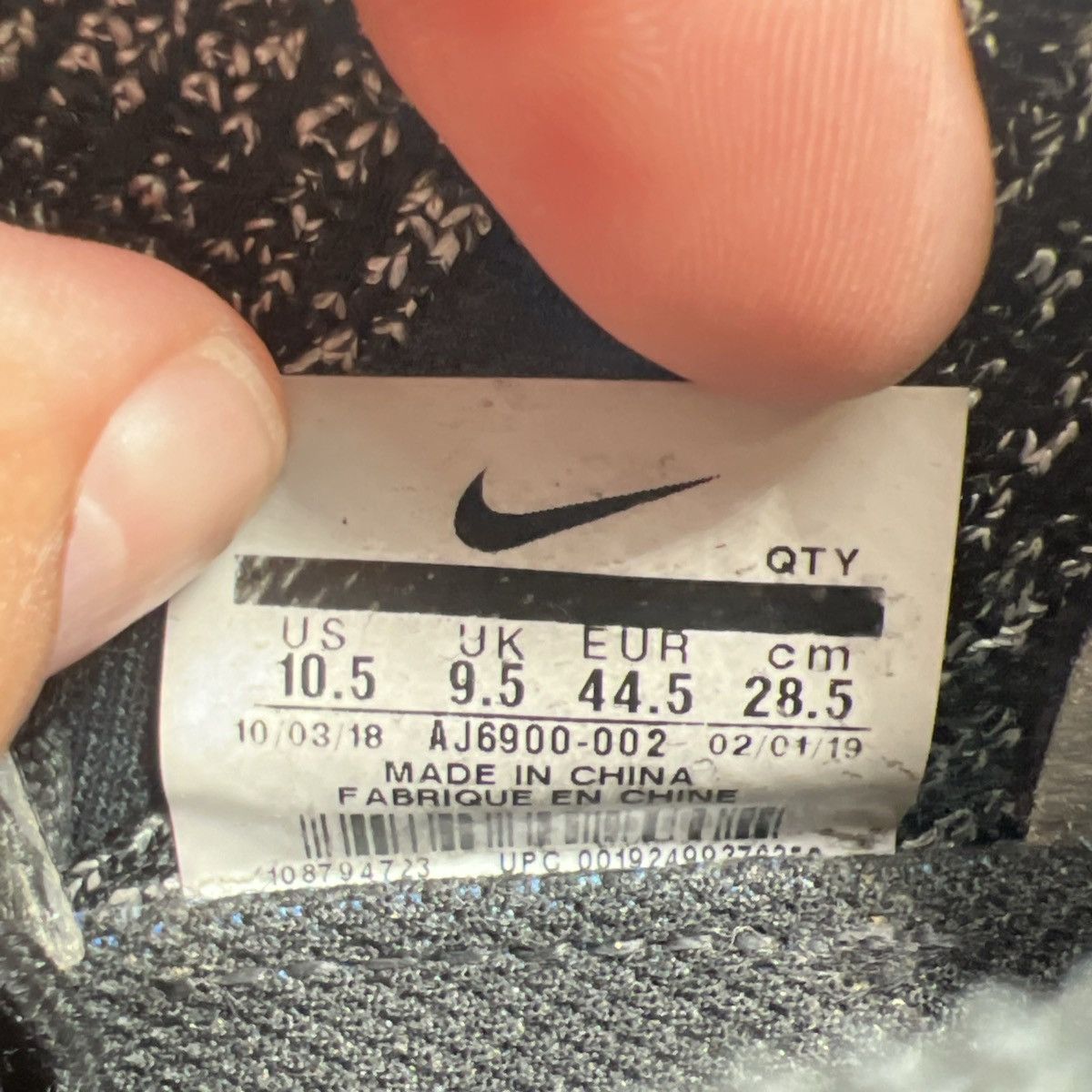 Nike Air VaporMax Flyknit 3 Oreo Size US 10.5 / EU 43-44 - 8 Thumbnail