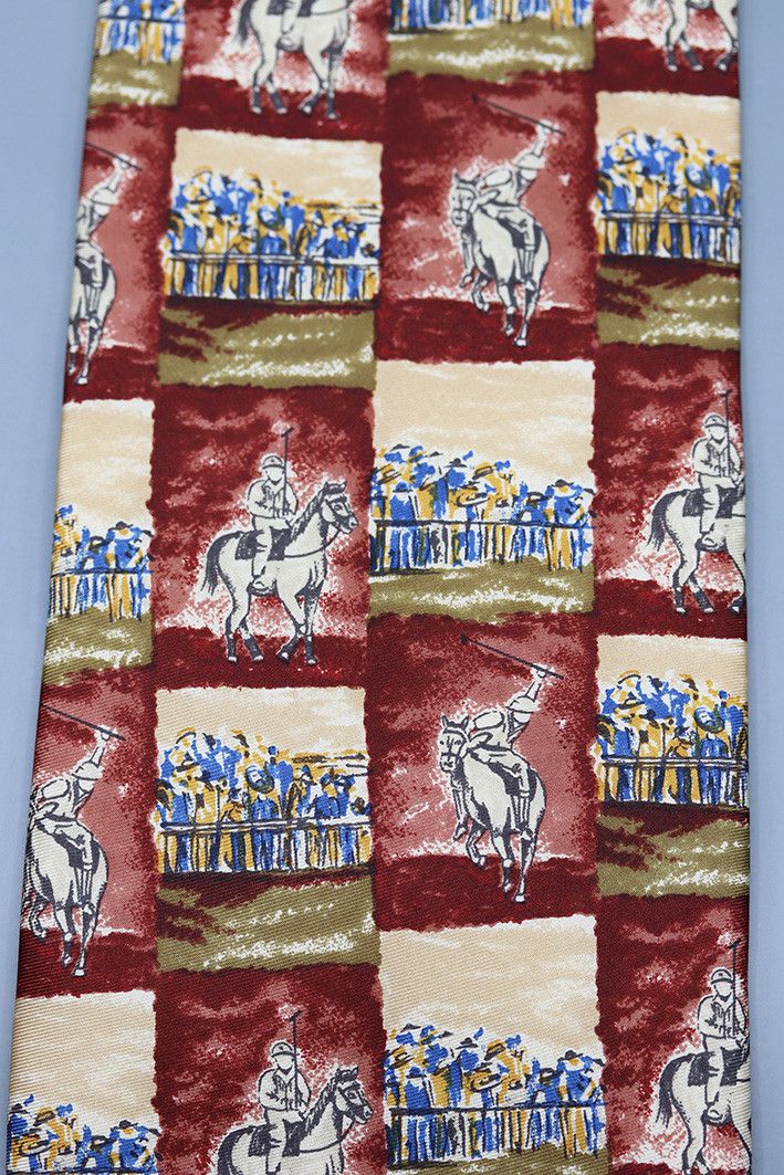 Other Luigi Panza Vintage Italian Silk Tie with Polo Match Scene Size ONE SIZE - 4 Thumbnail