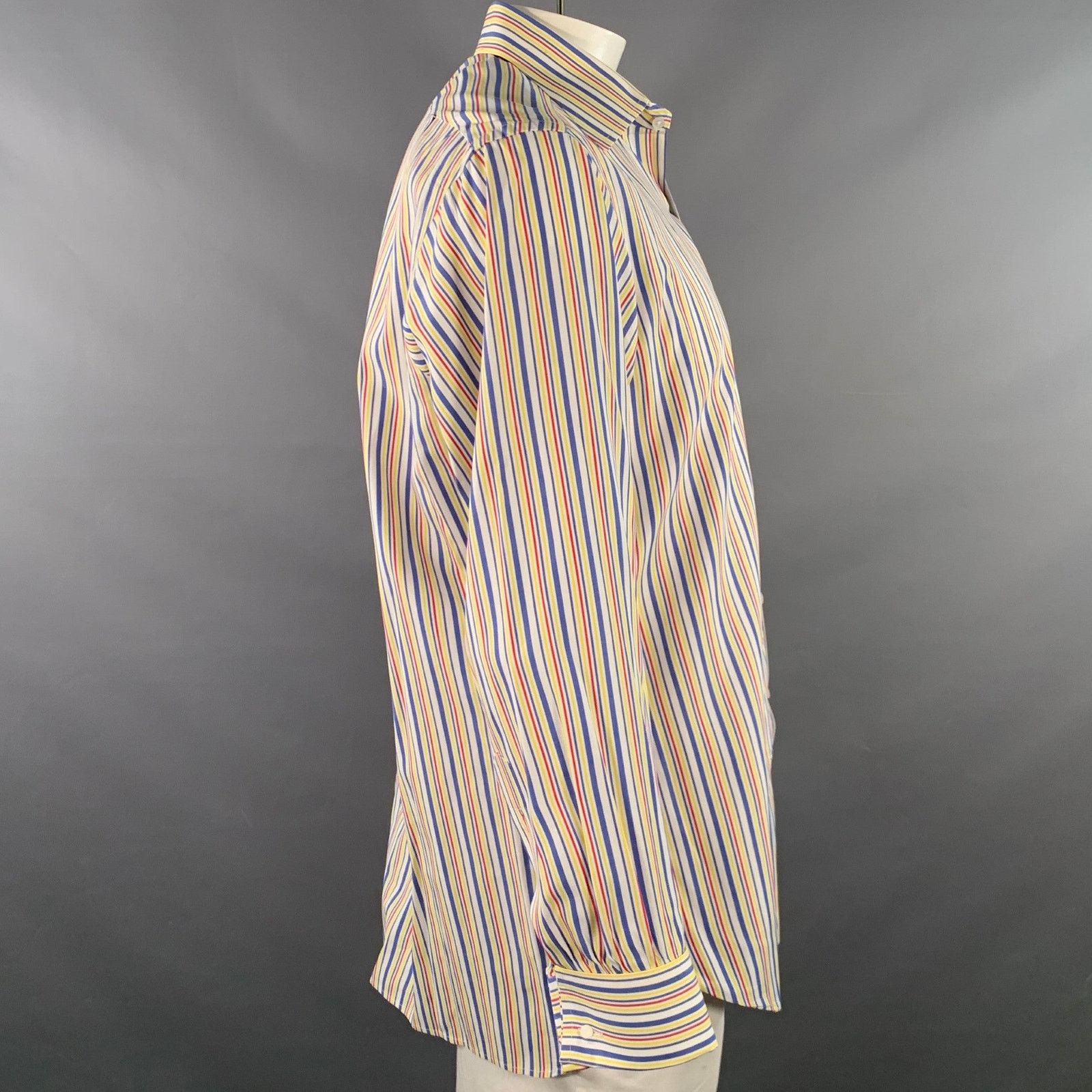 Turnbull & Asser Multi Color Stripe Cotton French Cuff Long Sleeve Shirt Size US L / EU 52-54 / 3 - 3 Thumbnail