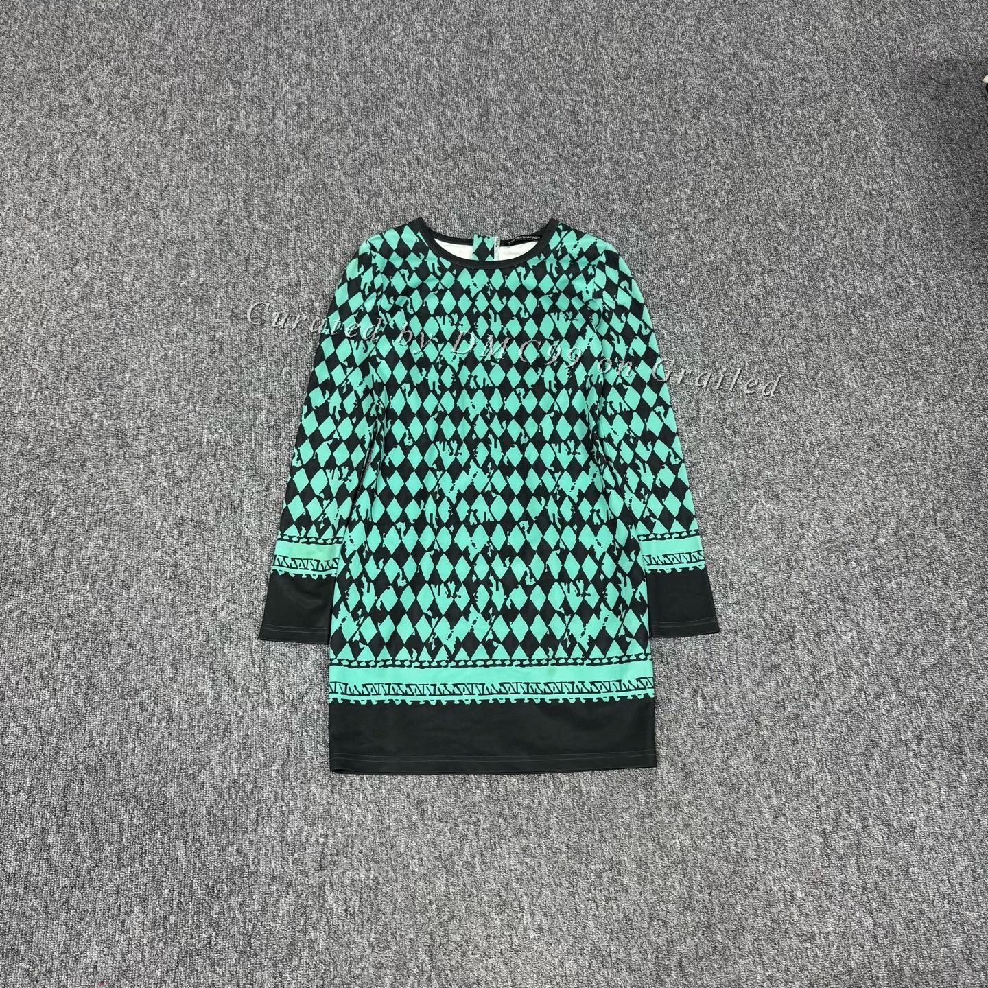 Balmain Balmain Green Patchwork Quilted Long-sleeve Dress Size S / US 4 / IT 40 - 1 Thumbnail