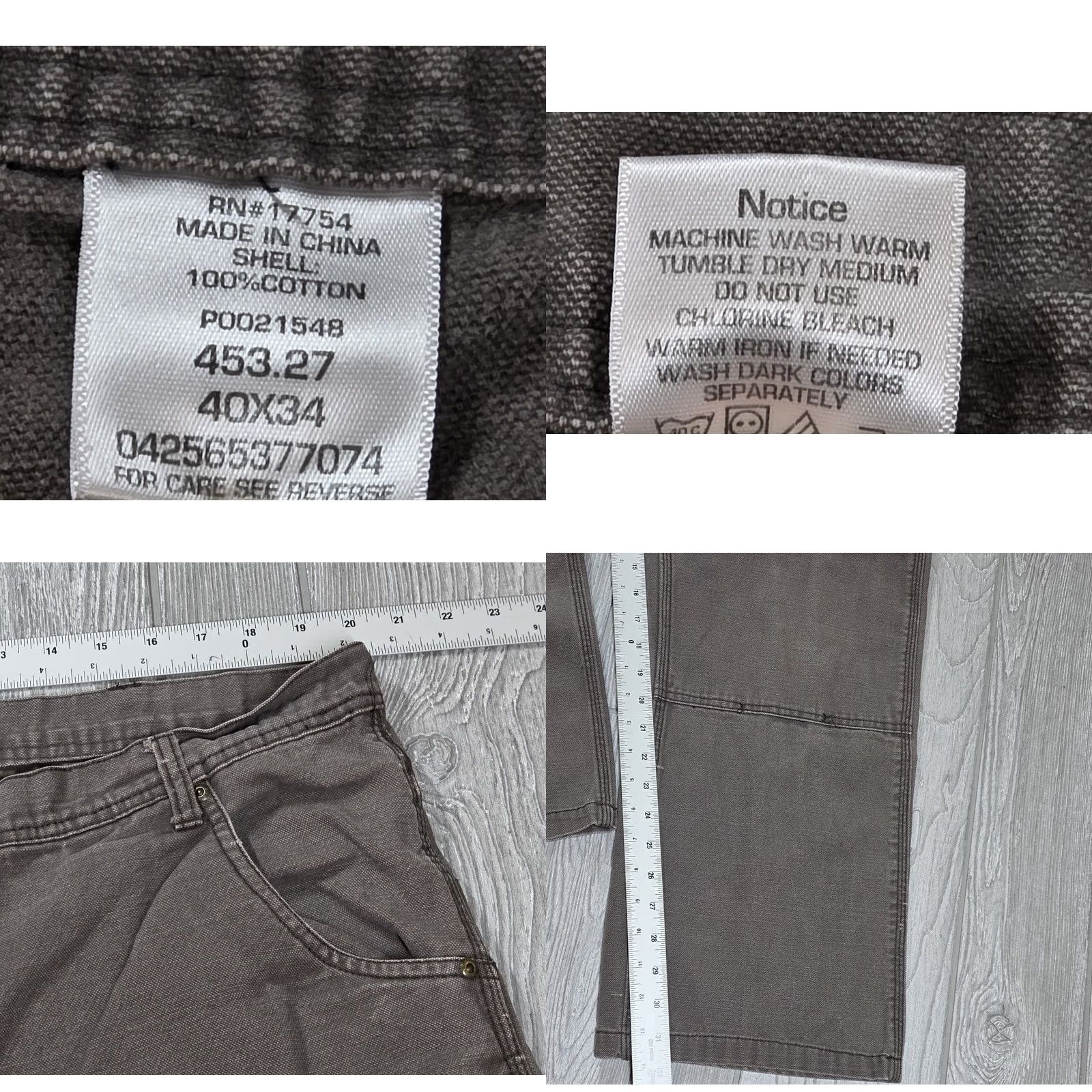Vintage Key Pants Men 40x31 Brown Double Knee Canvas Carpenter Cargo 100% Cotton Work Pants Mens Straight Front Belt Loops 5-Pocket Size US 40 / EU 56 - 9 Thumbnail