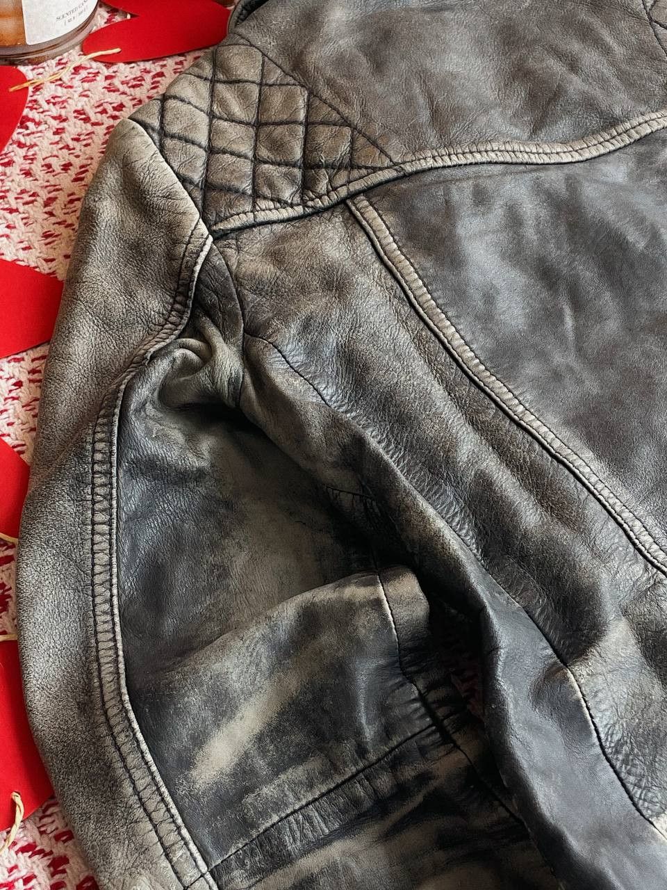 Allsaints AllSaints Grey Black Leather Biker Jacket Size XS / US 0-2 / IT 36-38 - 5 Thumbnail
