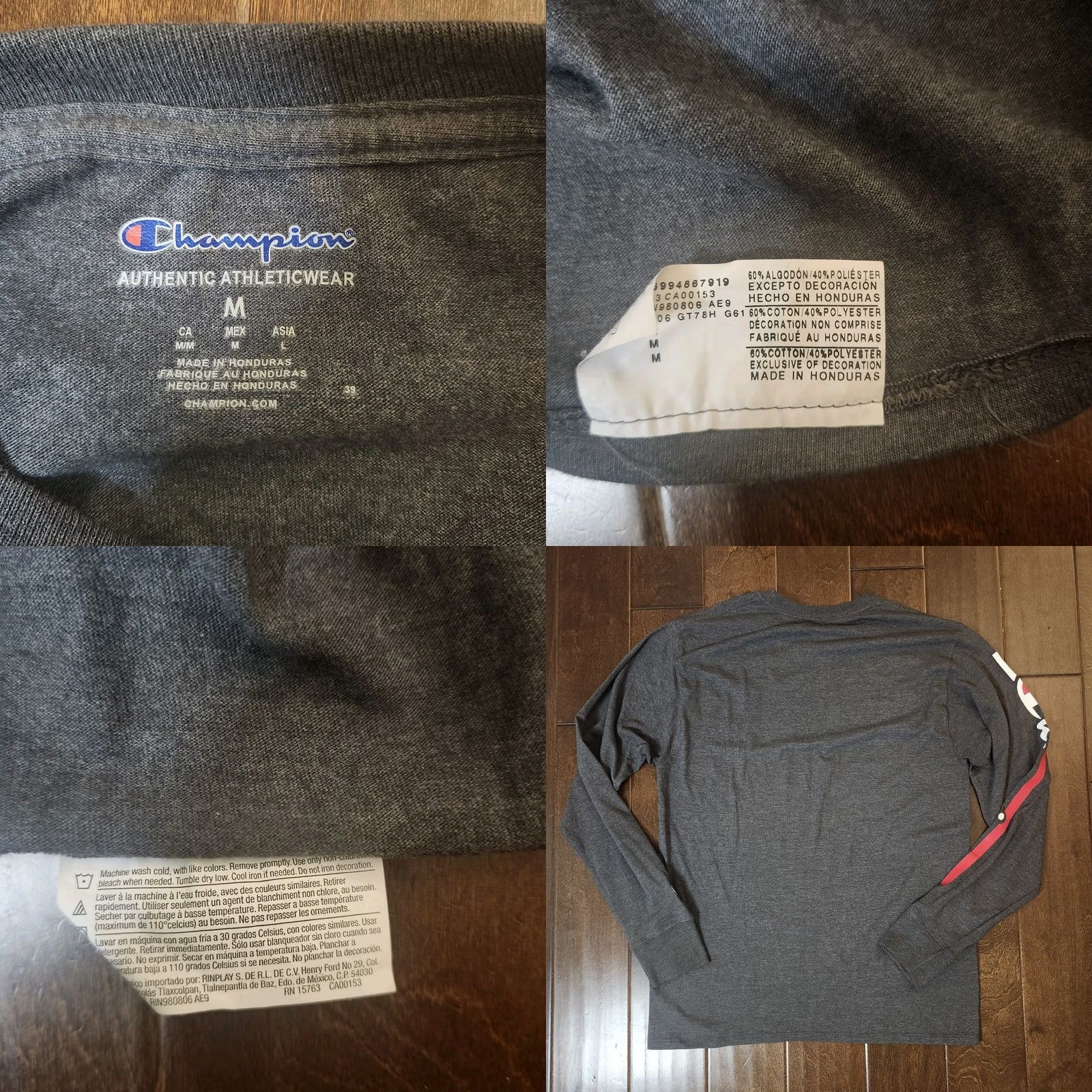 Champion Champion Men's Long Sleeve Shirt M Gray Heathered Pullover Crew Neck Activewear Regular Stretch Gym & Training - Spring Fall Winter Size US M / EU 48-50 / 2 - 9 Thumbnail