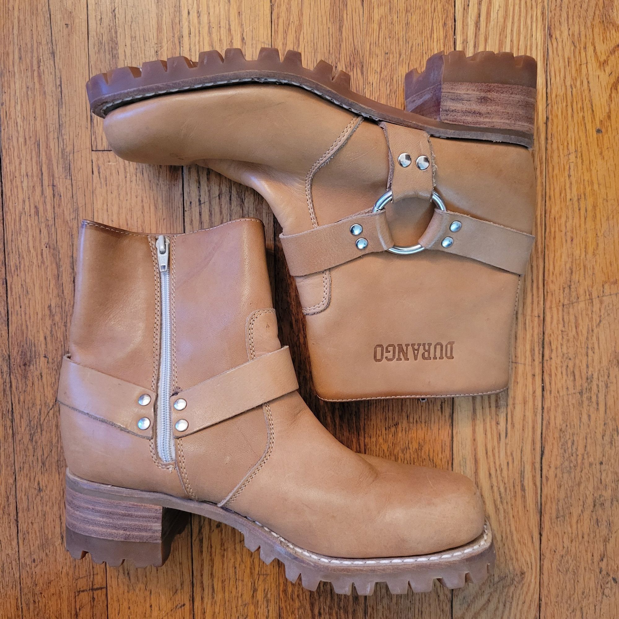 Durango Vintage Durango Harness Moto Boots Tan Leather 6M Brazil Bik Size US 6 / IT 36 - 1 Thumbnail